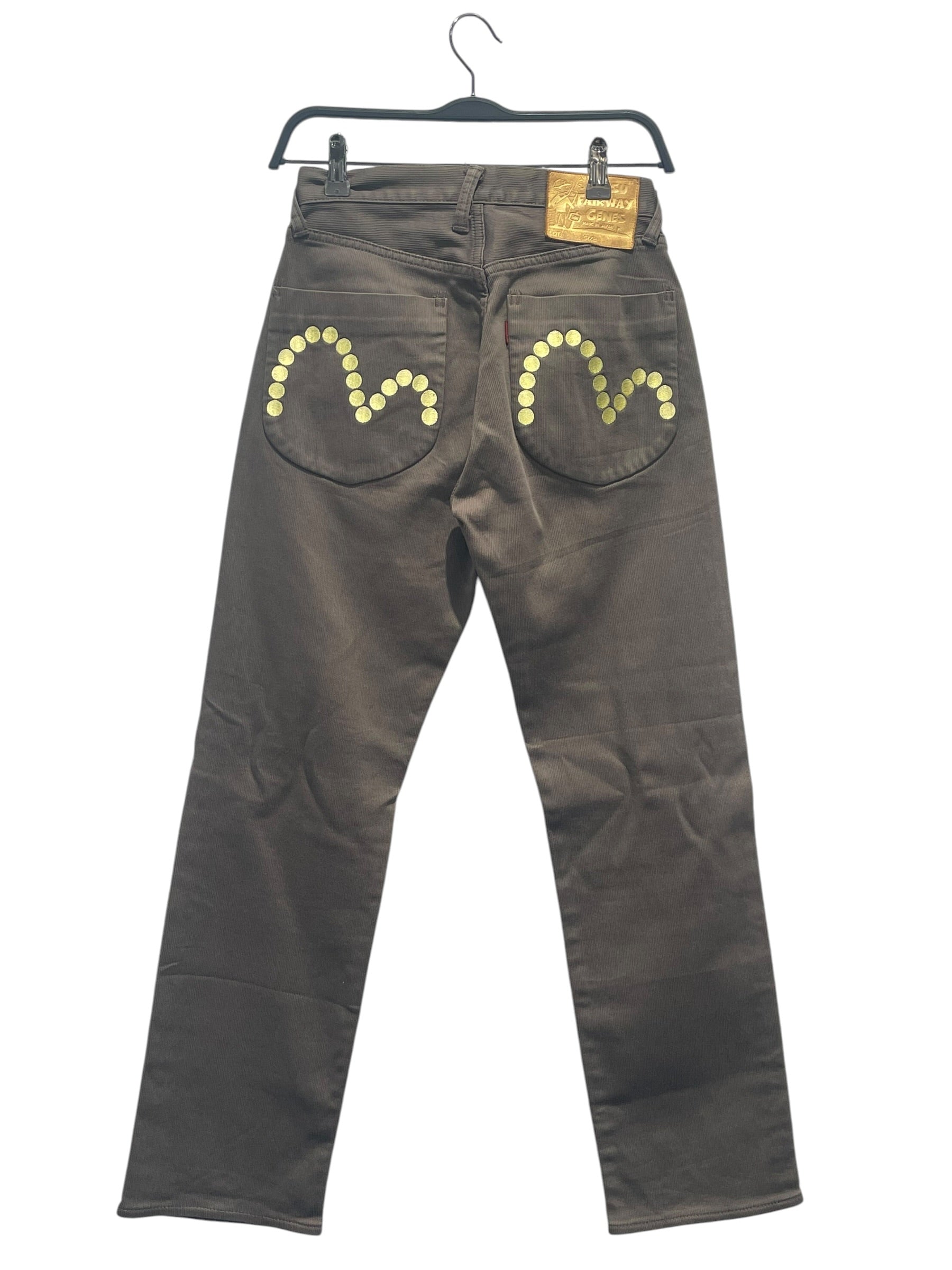 EVISU/Straight Pants/26/Cotton/GRN/'M' embrodery back pockets view 2