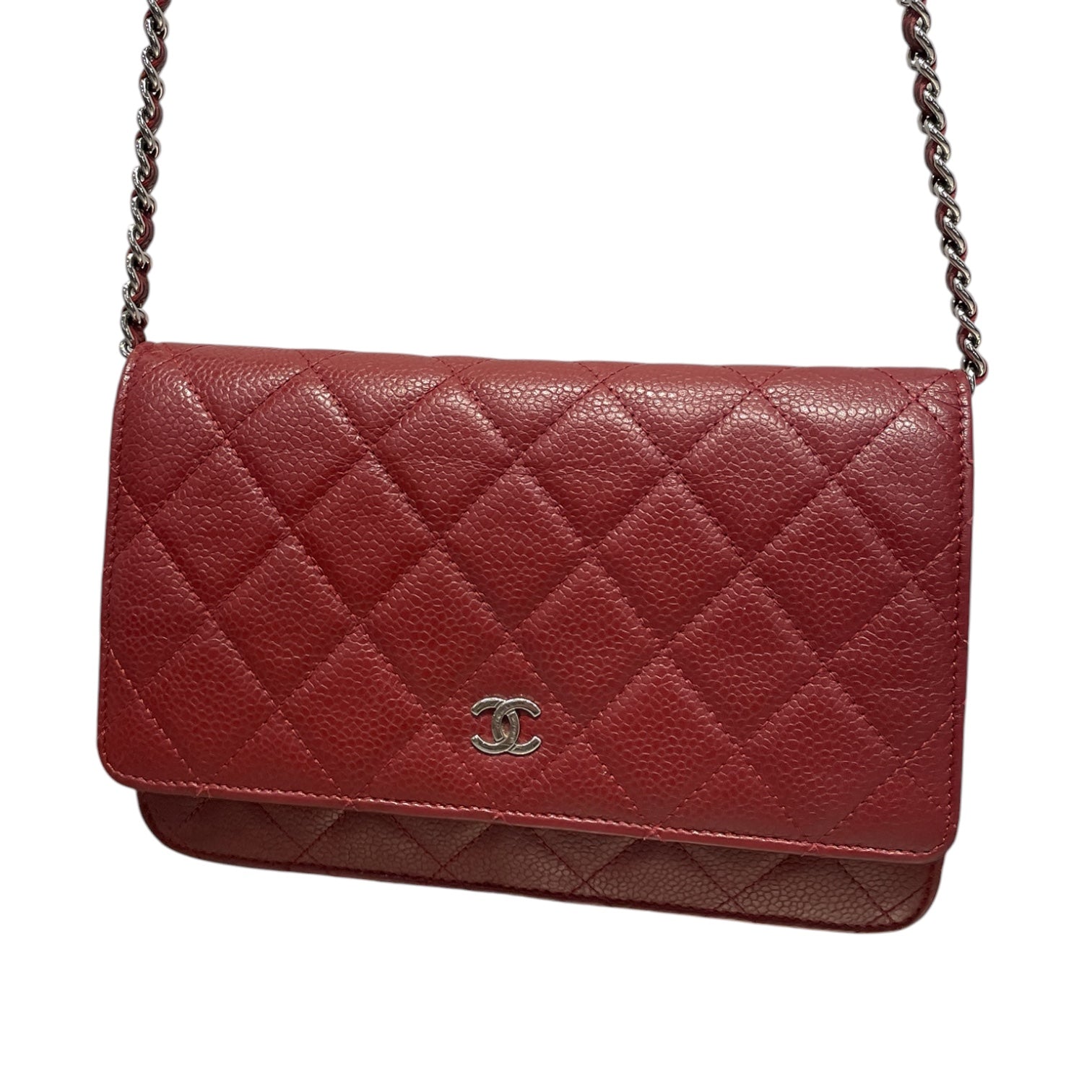 CHANEL/Cross Body Bag/Leather/BRD/caviar leather wallet on chain view 3