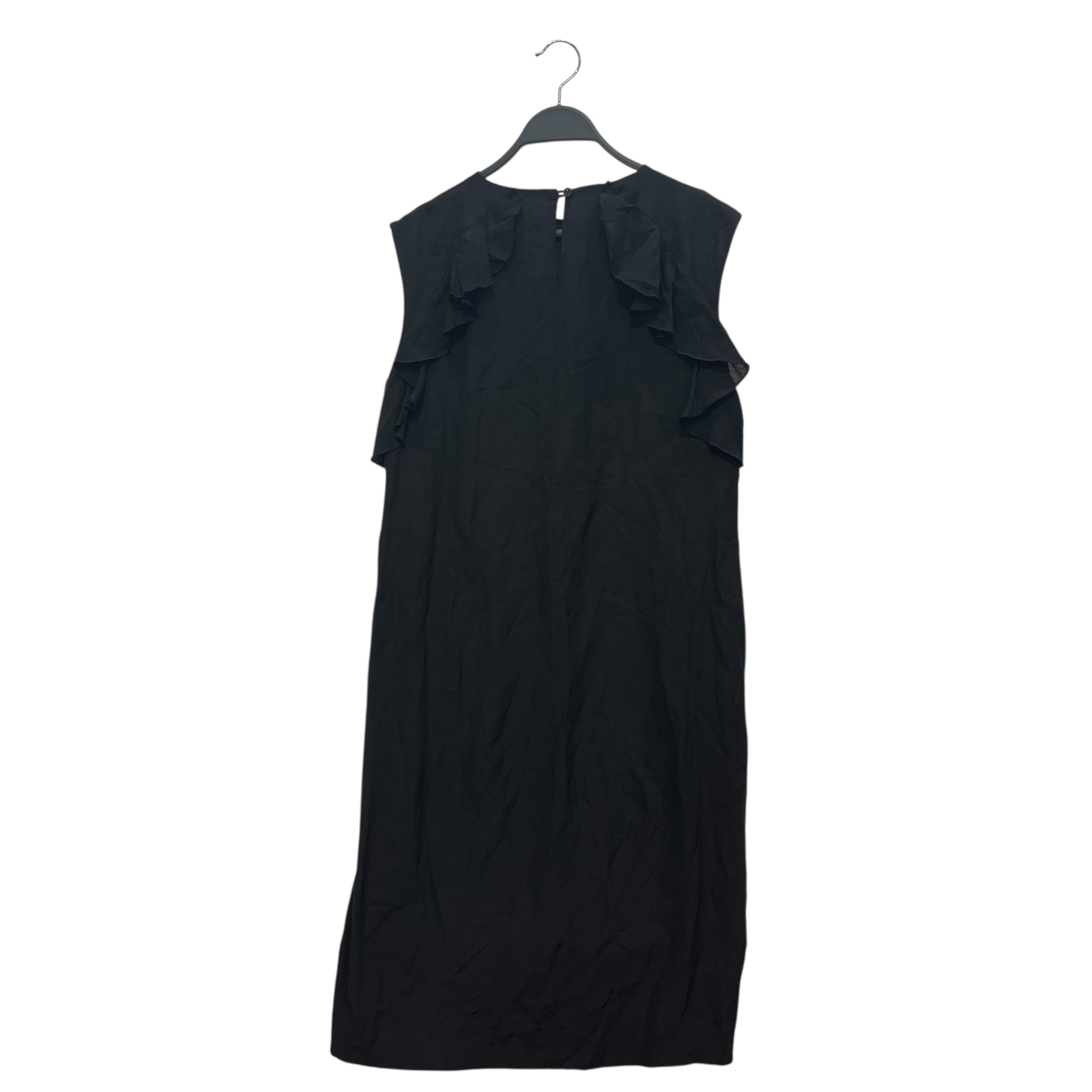 DRIES VAN NOTEN/SL Dress/38/Polyester/BLK/RUFFLED BREAST/BACK view 2
