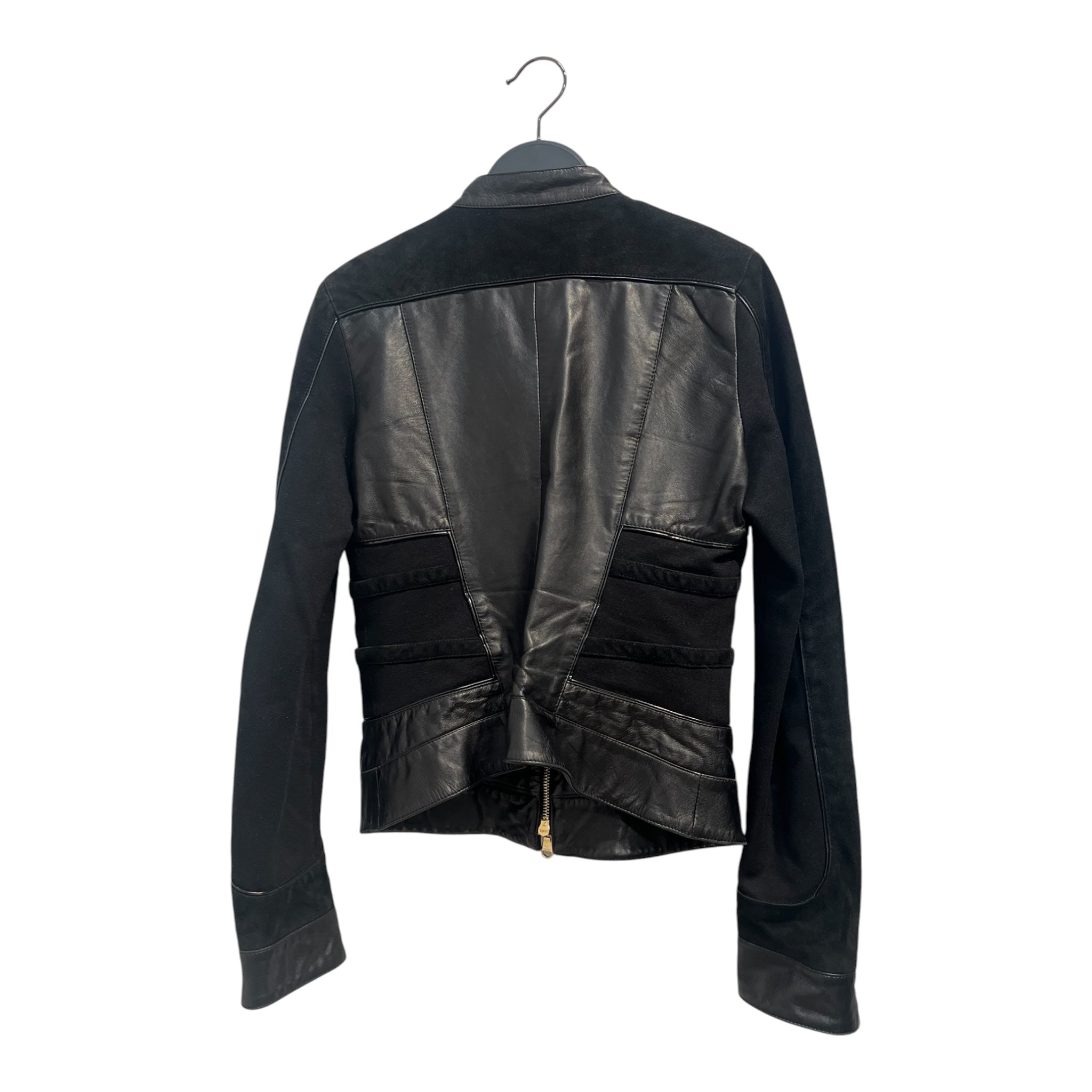 VERSACE/Leather Jkt/S/Leather/BLK/leather and suede slight stain view 2