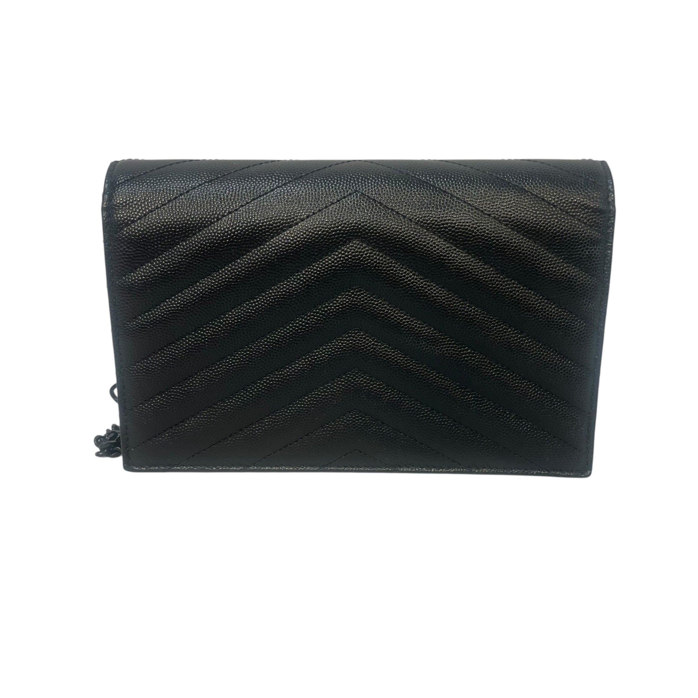 YVES SAINT LAURENT/Cross Body Bag/Monogram/Leather/BLK/Chain Wallet Cassandra Style view 2
