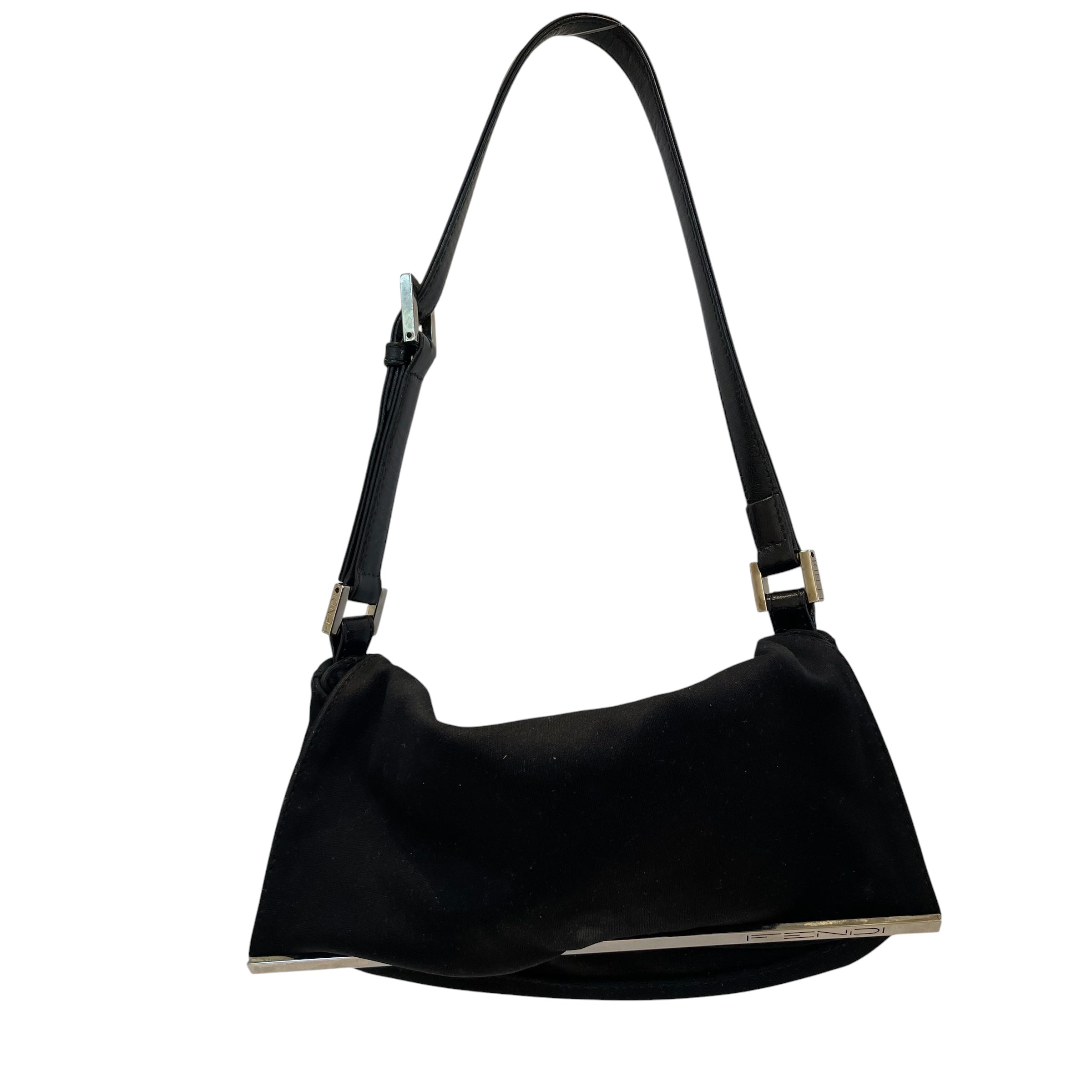 FENDI/Hand Bag/Nylon/BLK/LEATHER STRAPS/SILVR DETAIL view 1