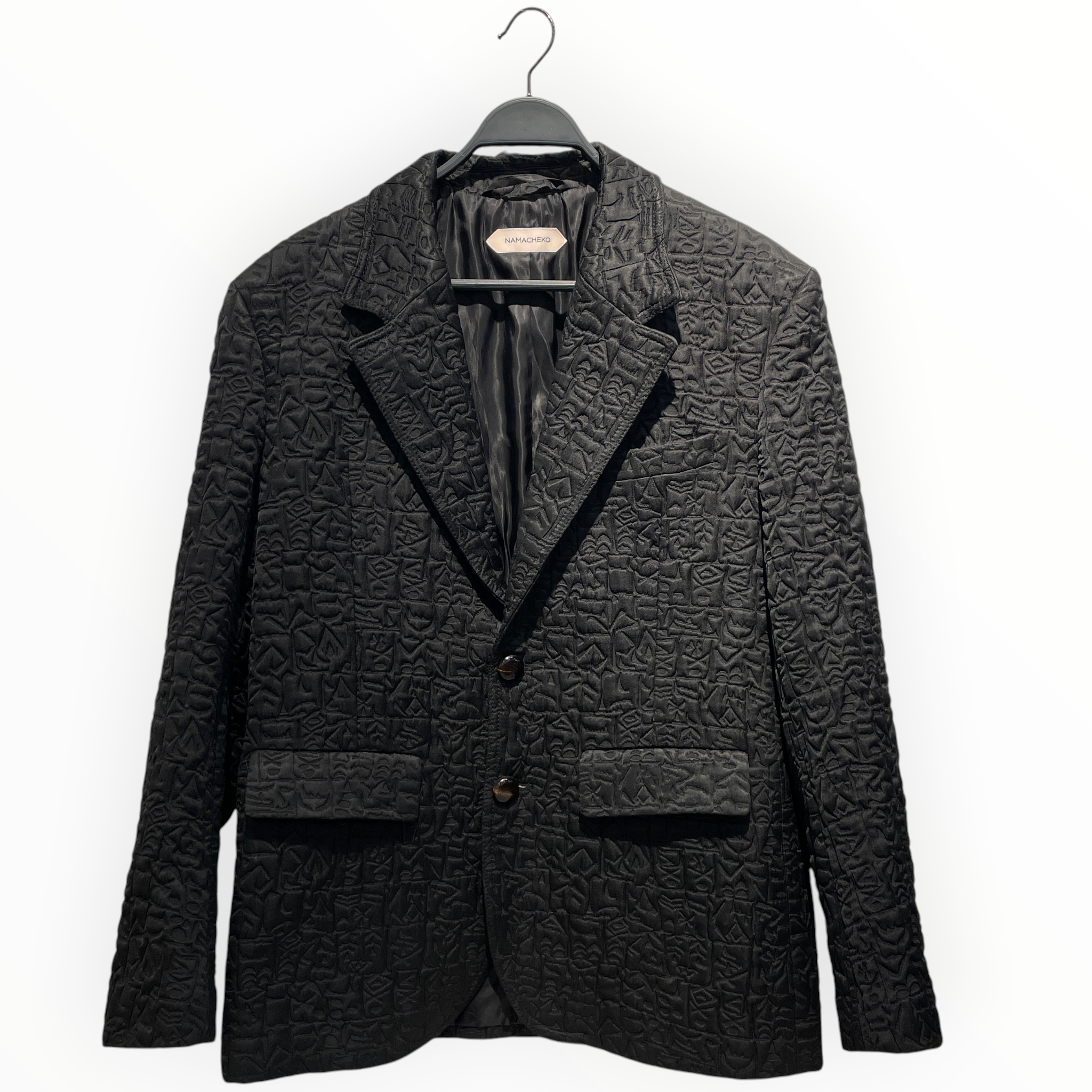NAMACHEKO/Coat/M/Polyester/BLK/All Over Print/ABSTRACT PRINT BLAZER view 1