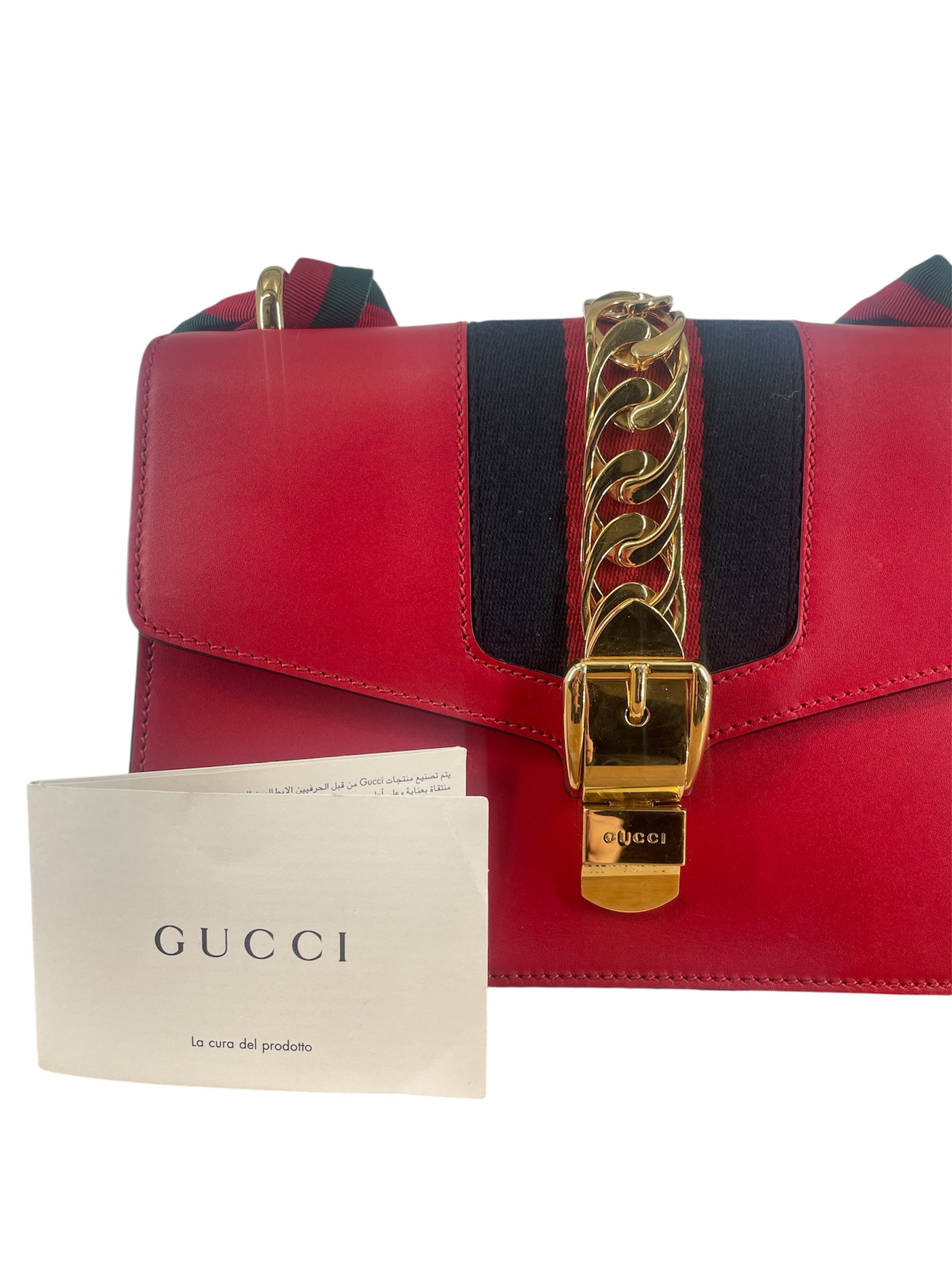 GUCCI/Hand Bag/Leather/RED/SYLVIE GOLD CHAIN MINI view 4