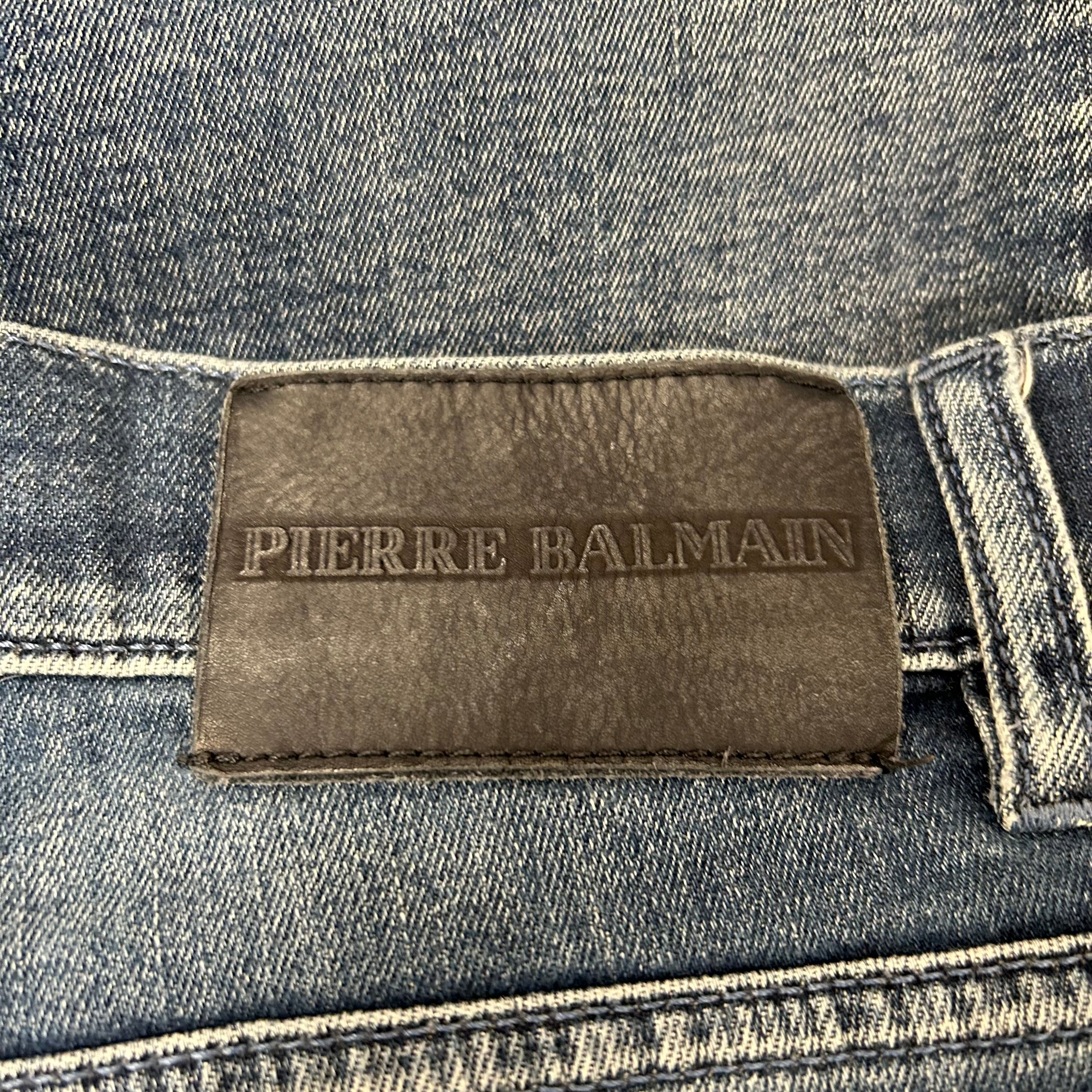 PIERRE BALMAIN/Skinny Pants/36/Denim/BLU/DISTRESSED STITCHING view 4