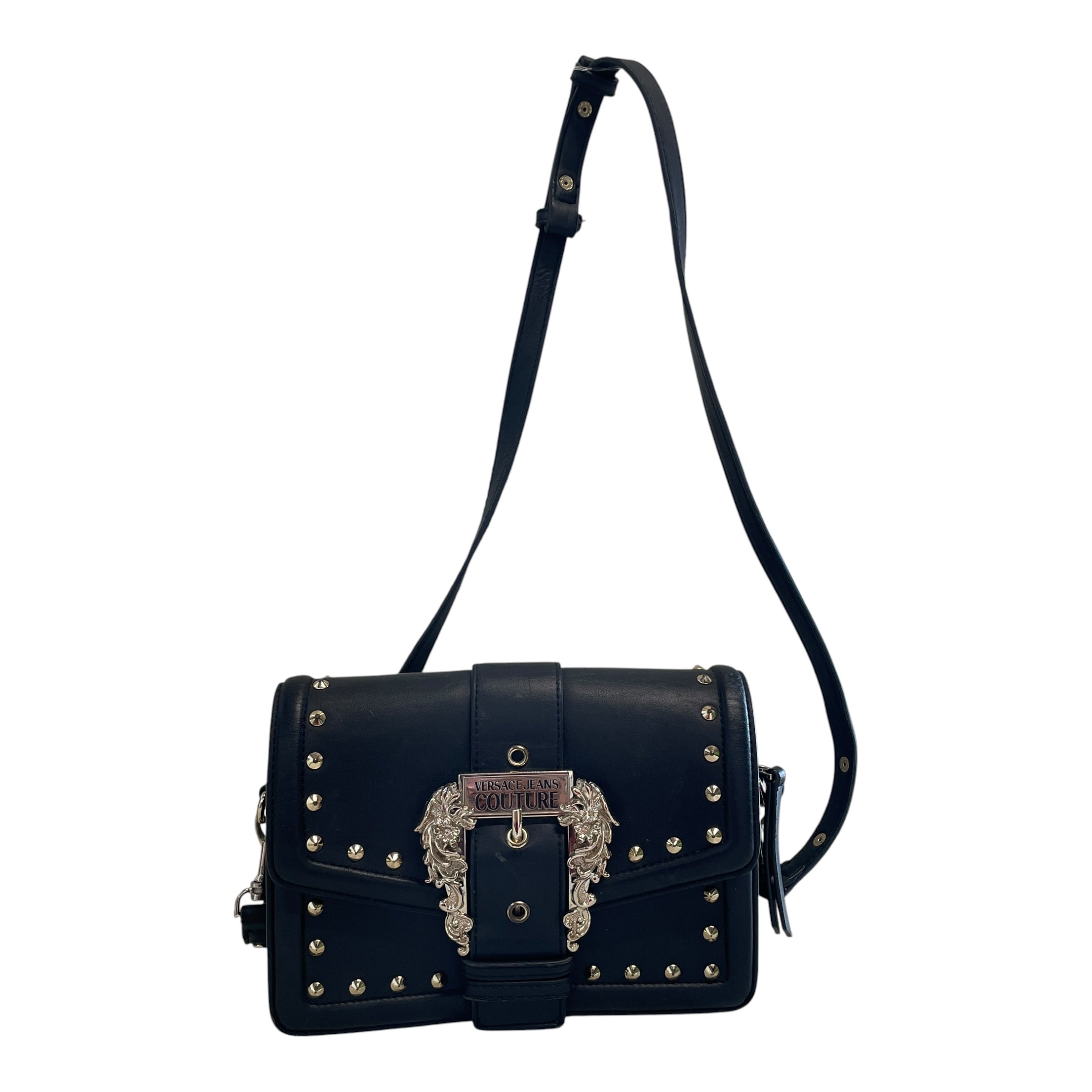 VERSACE JEANS COUTURE/Hand Bag/Leather/BLK/STUDDED/GOLD/LONG STRAP view 1