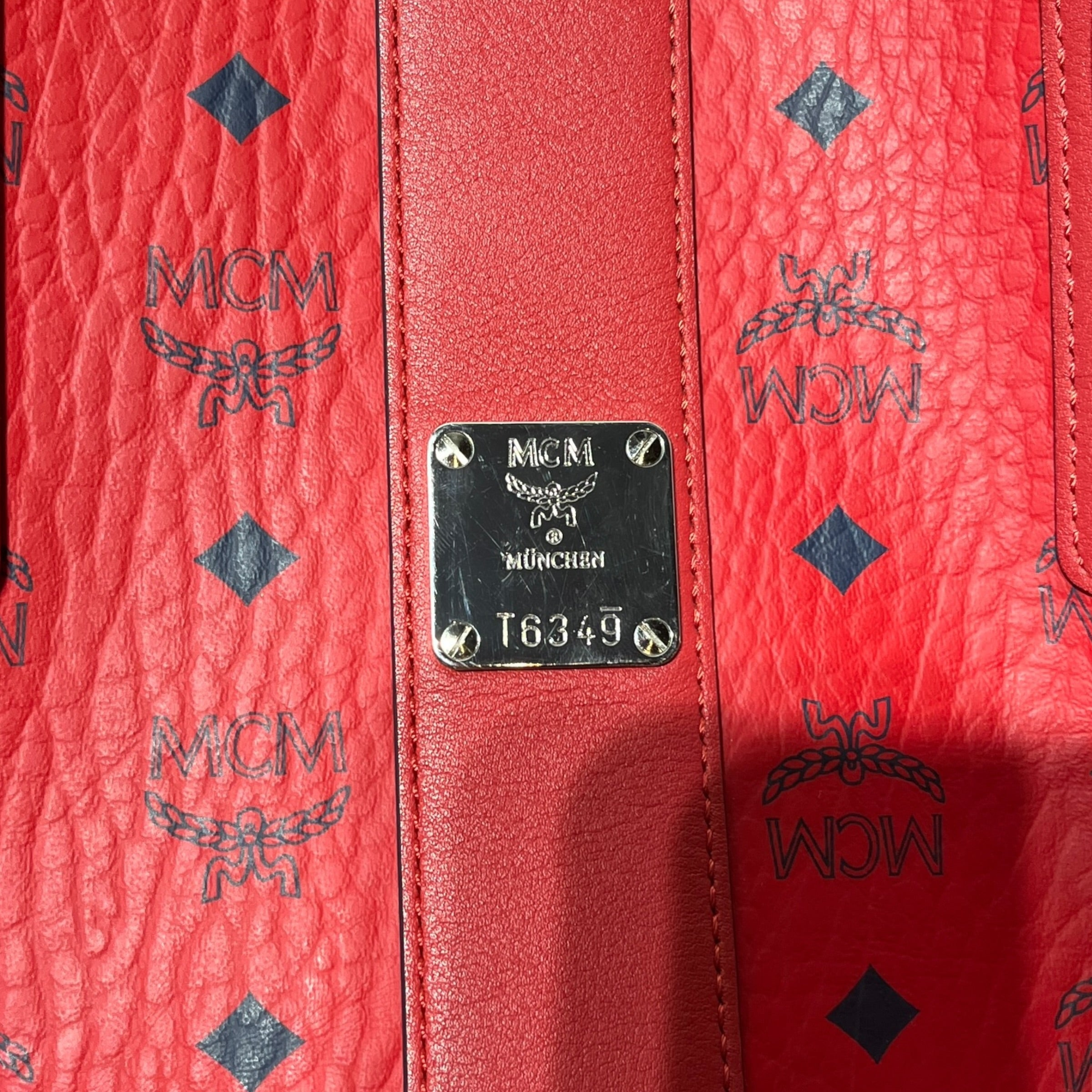MCM/Tote Bag/Monogram/Leather/PPL/BLUE ON RED view 5