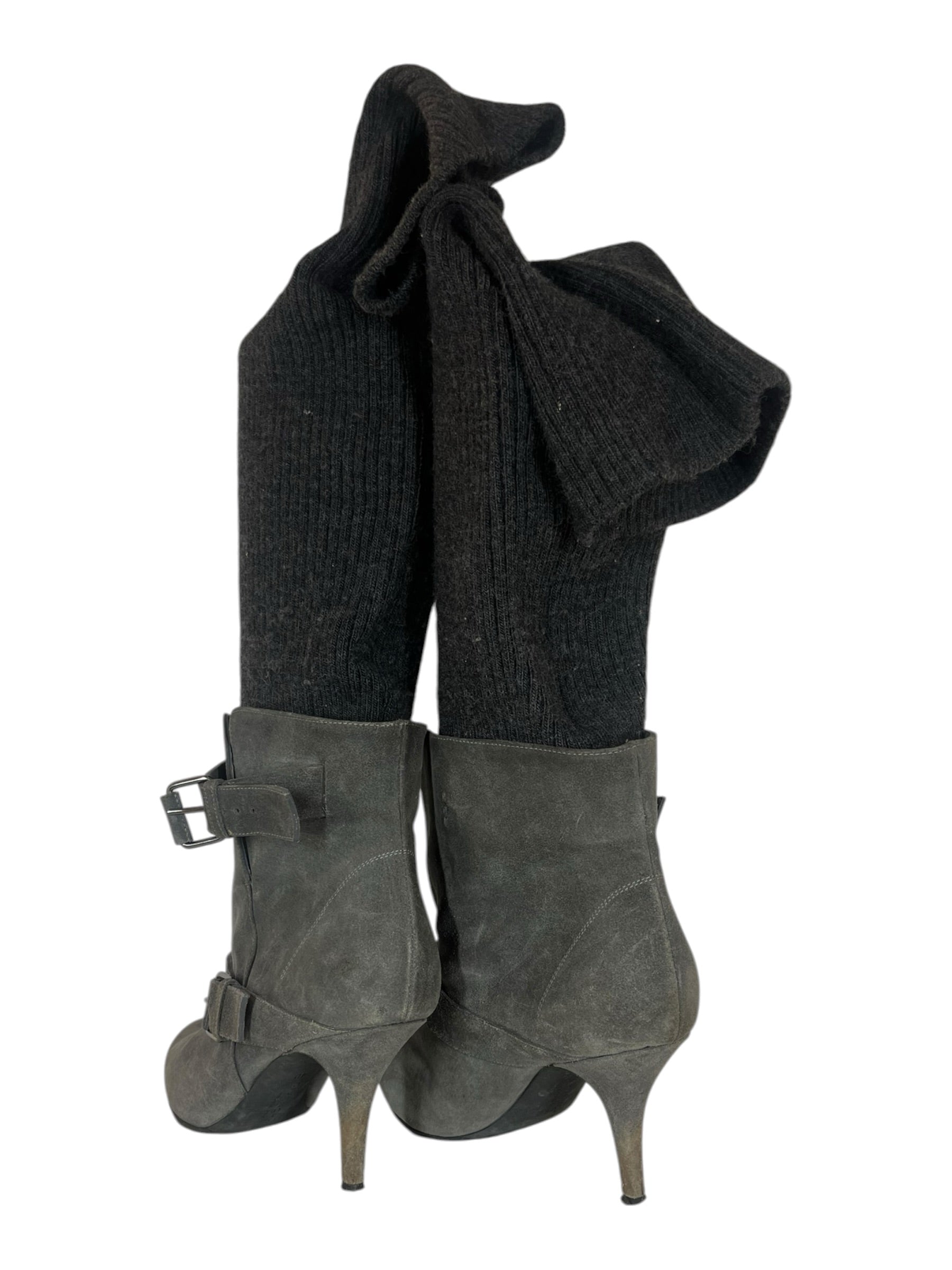 GIVENCHY/Boots/EU 40/Suede/GRY/KNIT/SUEDE HYBRID BOOT view 2