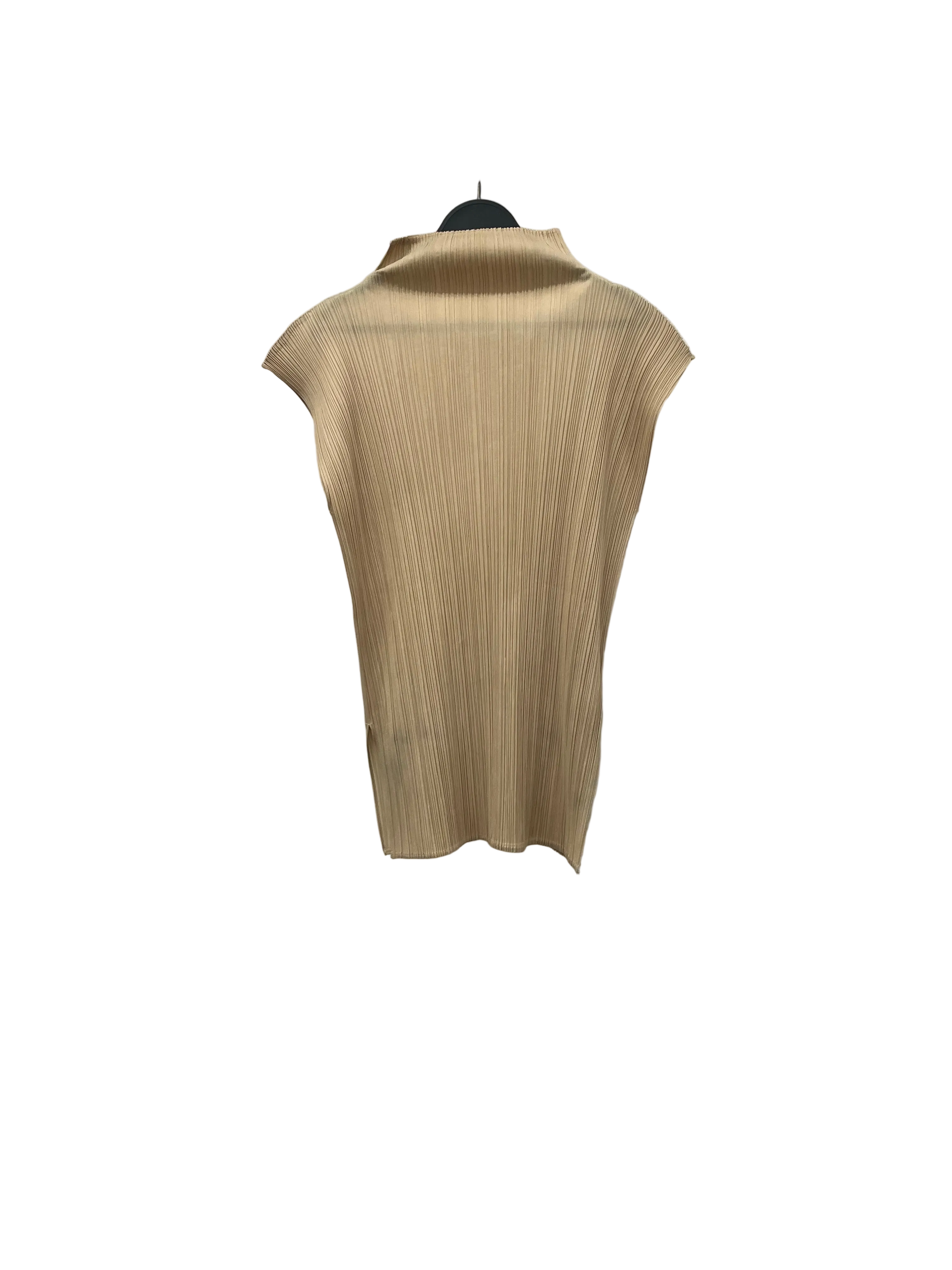 ISSEY MIYAKE/SS Blouse/S/Polyester/BEG/TURTLE NECK SS BLOUSE view 1