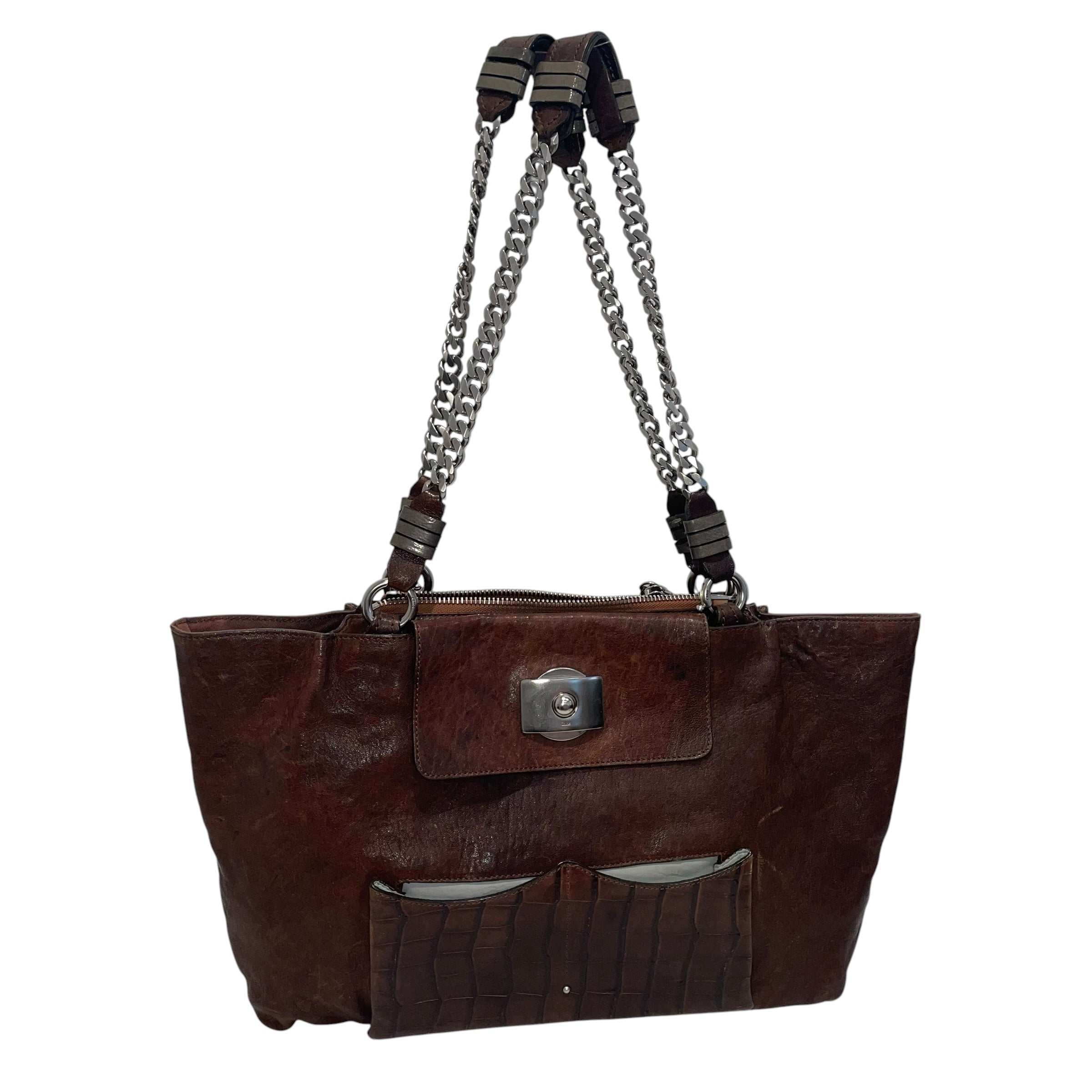 Chloe/Bag/Leather/BRW/Chain Tote view 1
