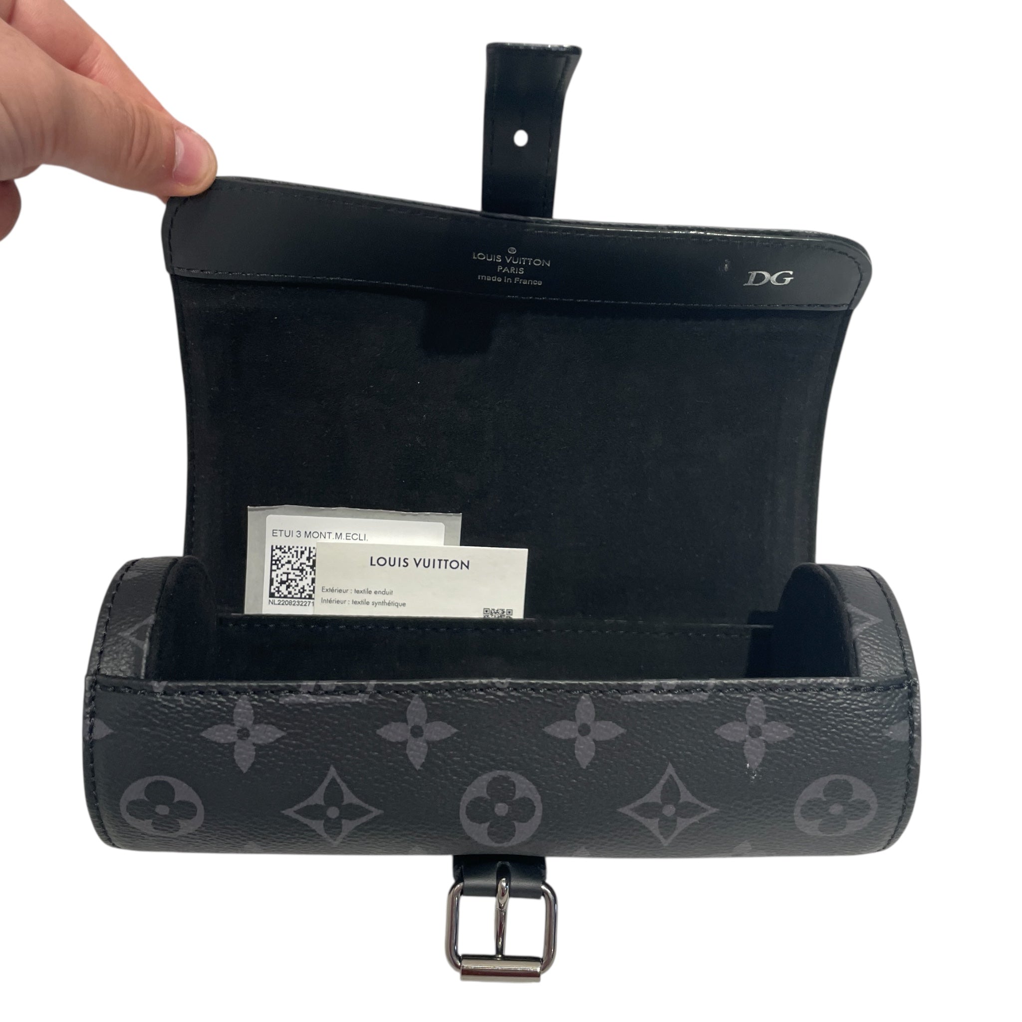 LOUIS VUITTON/Bag/All Over Print/Leather/BLK/watch case view 4