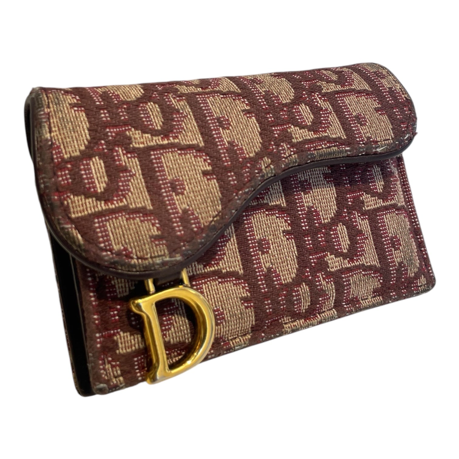 Christian Dior/Coin Wallet/Monogram/Cotton/PNK/SADLE WALLET/MAROON view 1