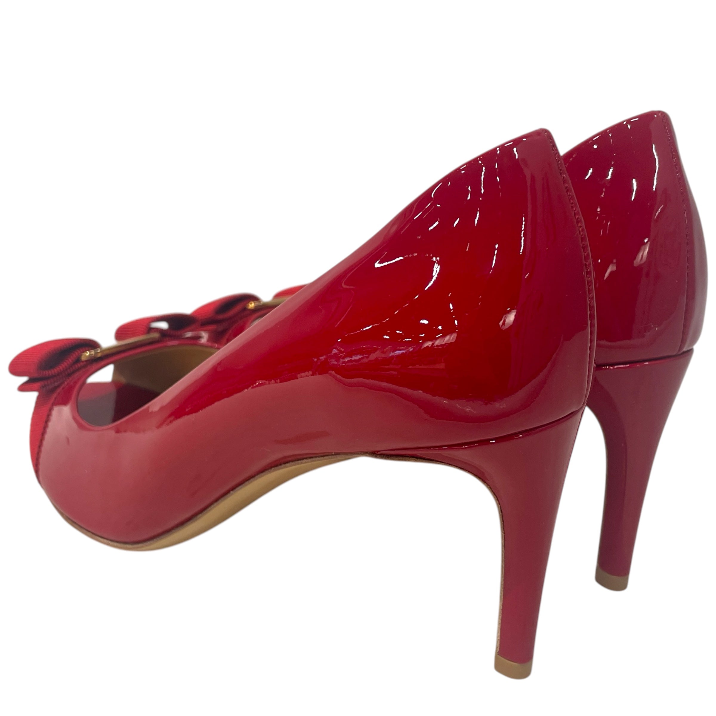 Salvatore Ferragamo/Heels/US 7.5/Leather/RED/peep toe stilletto view 2