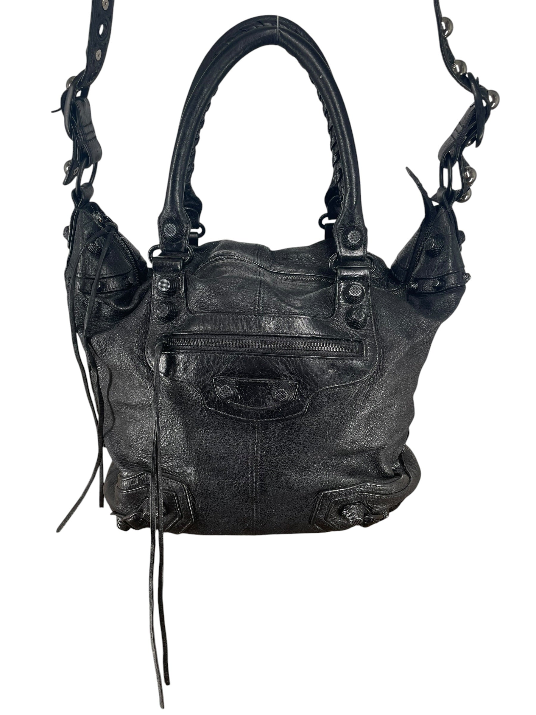 BALENCIAGA/Bag/Leather/BLK/BLK CITY BAG WITH STRAPS view 3