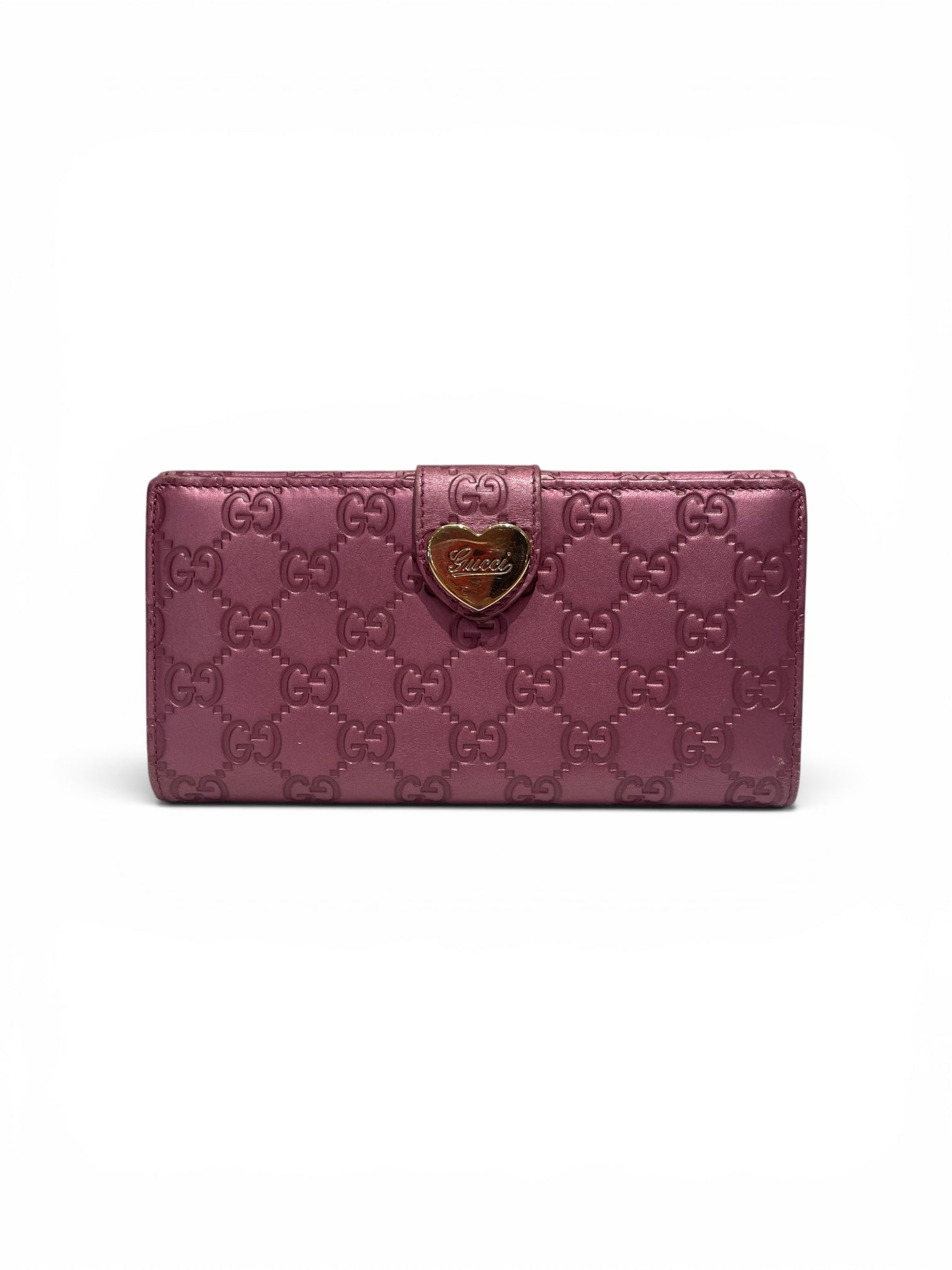 GUCCI/Bifold Wallet/Monogram/Leather/RED/L's/Heart Bit Wallet view 1