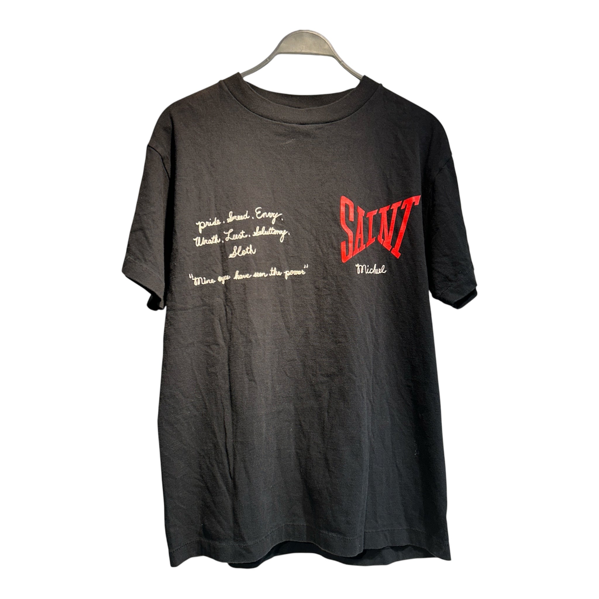 SAINT MICHAEL/T-Shirt/M/Cotton/BLK/Graphic/pride greed envy view 1