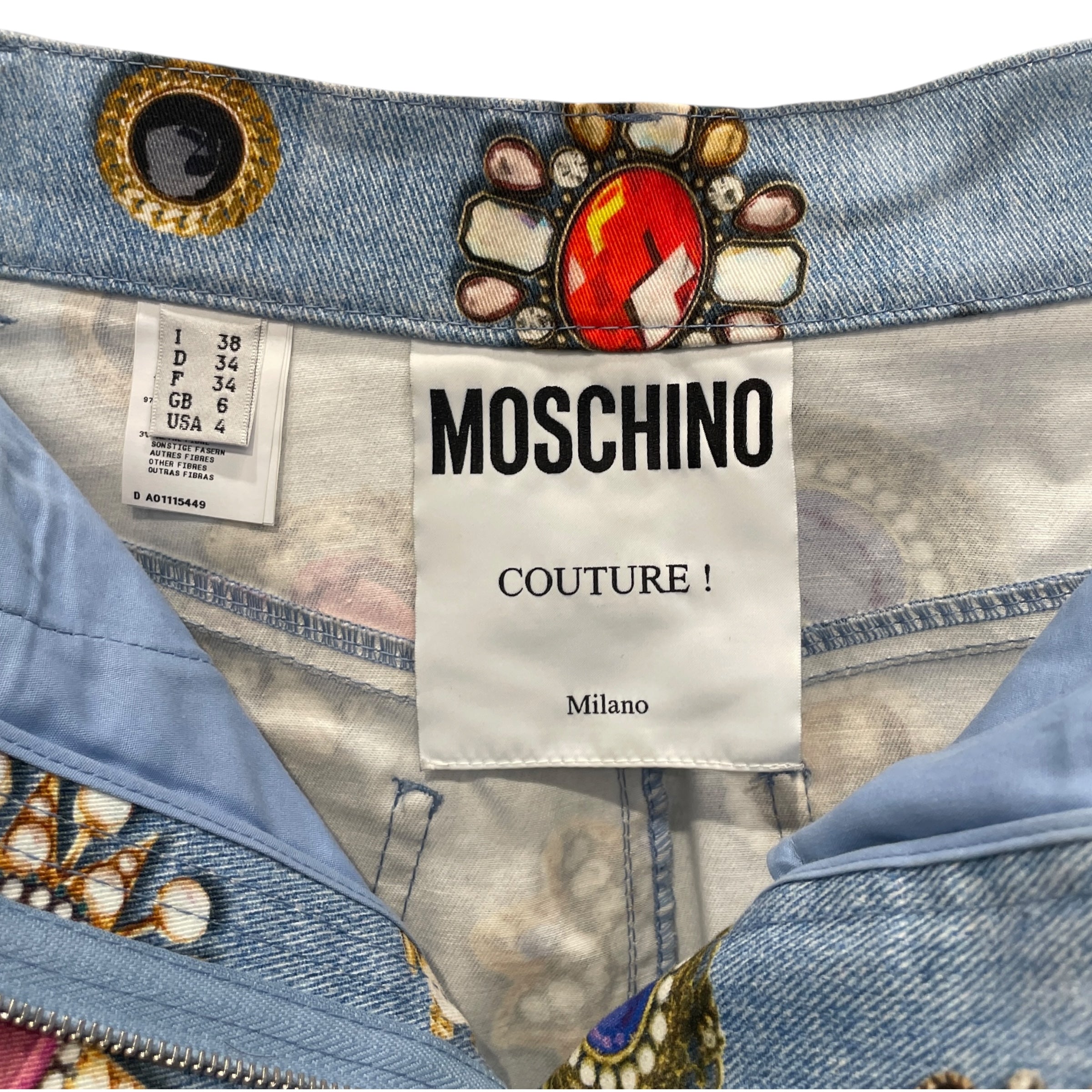 MOSCHINO/Long Skirt/4/Graphic/Cotton/BLU/GEM PRINT DENIM SKIRT view 4