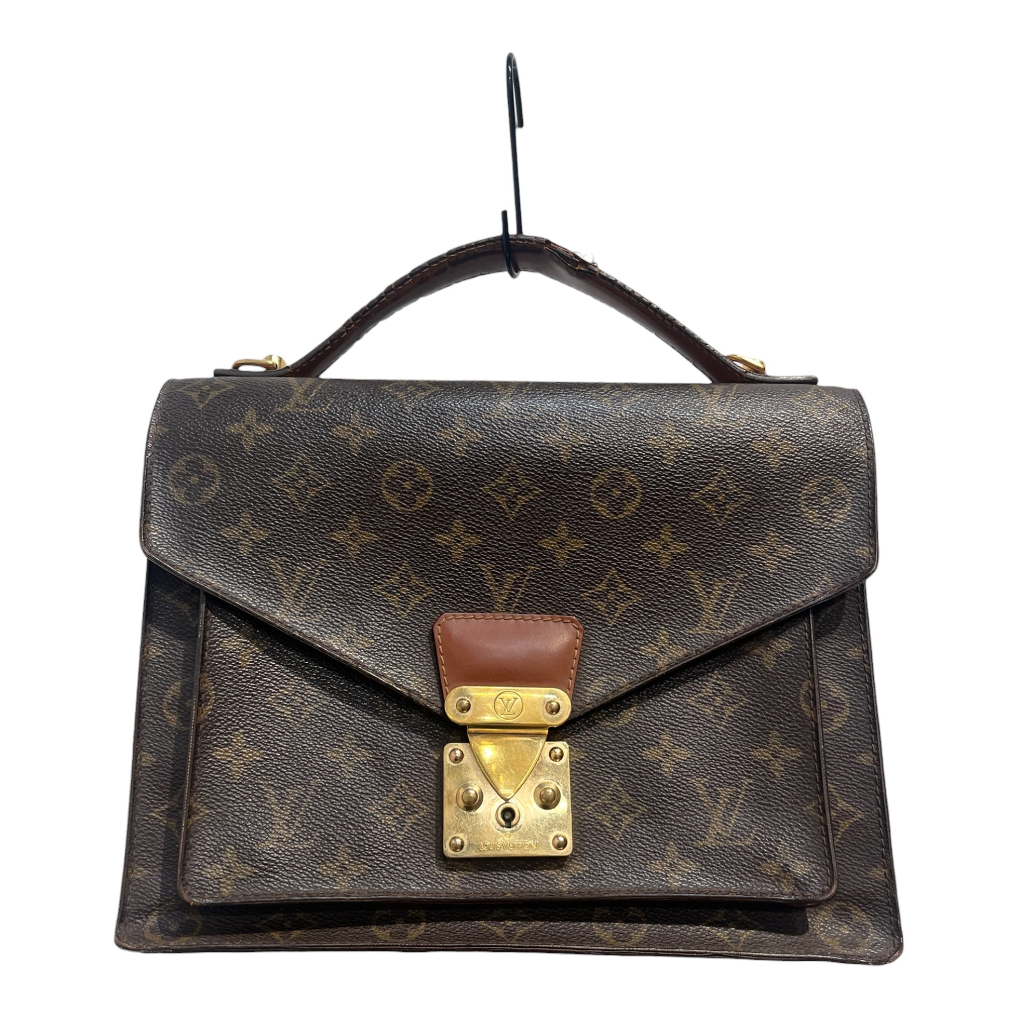 LOUIS VUITTON/Hand Bag/Monogram/Leather/BRW/BUCKLE/ TOP HANDLE view 1