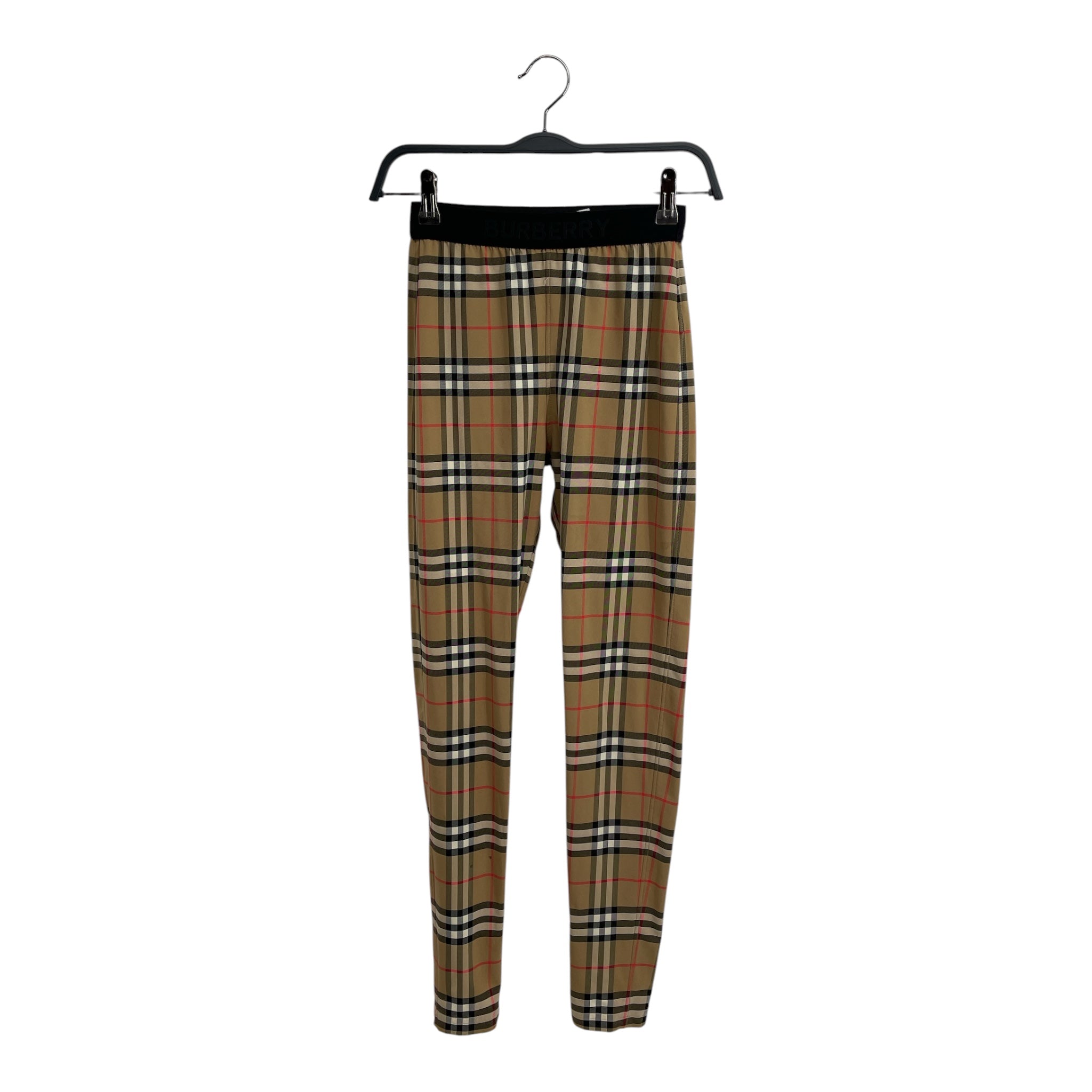BURBERRY/Skinny Pants/XS/Plaid/Nylon/CML/check leggings blk waistband view 1