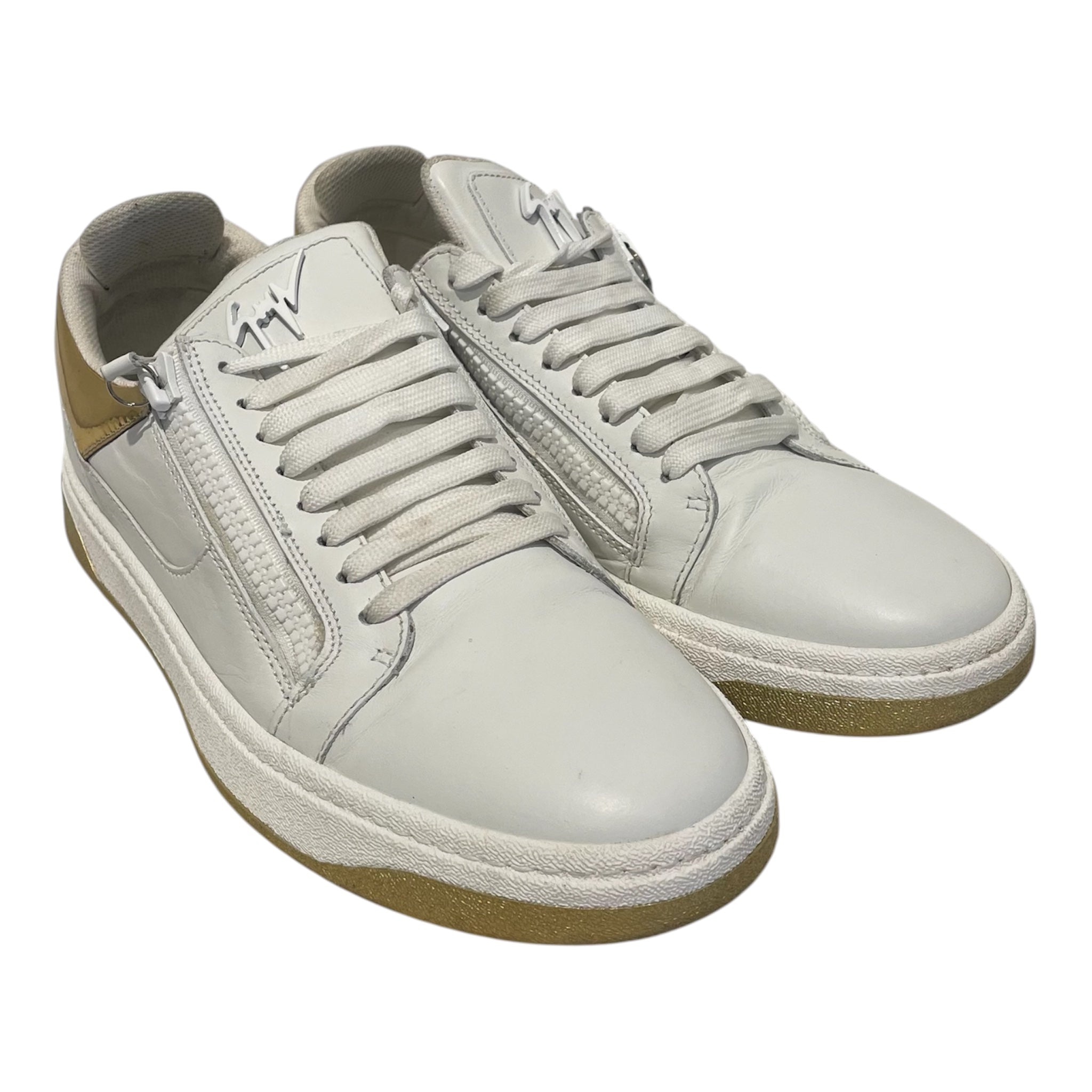 Giuseppe Zanotti/Low-Sneakers/UK 8/Leather/WHT/GZ 94 white and gold view 1