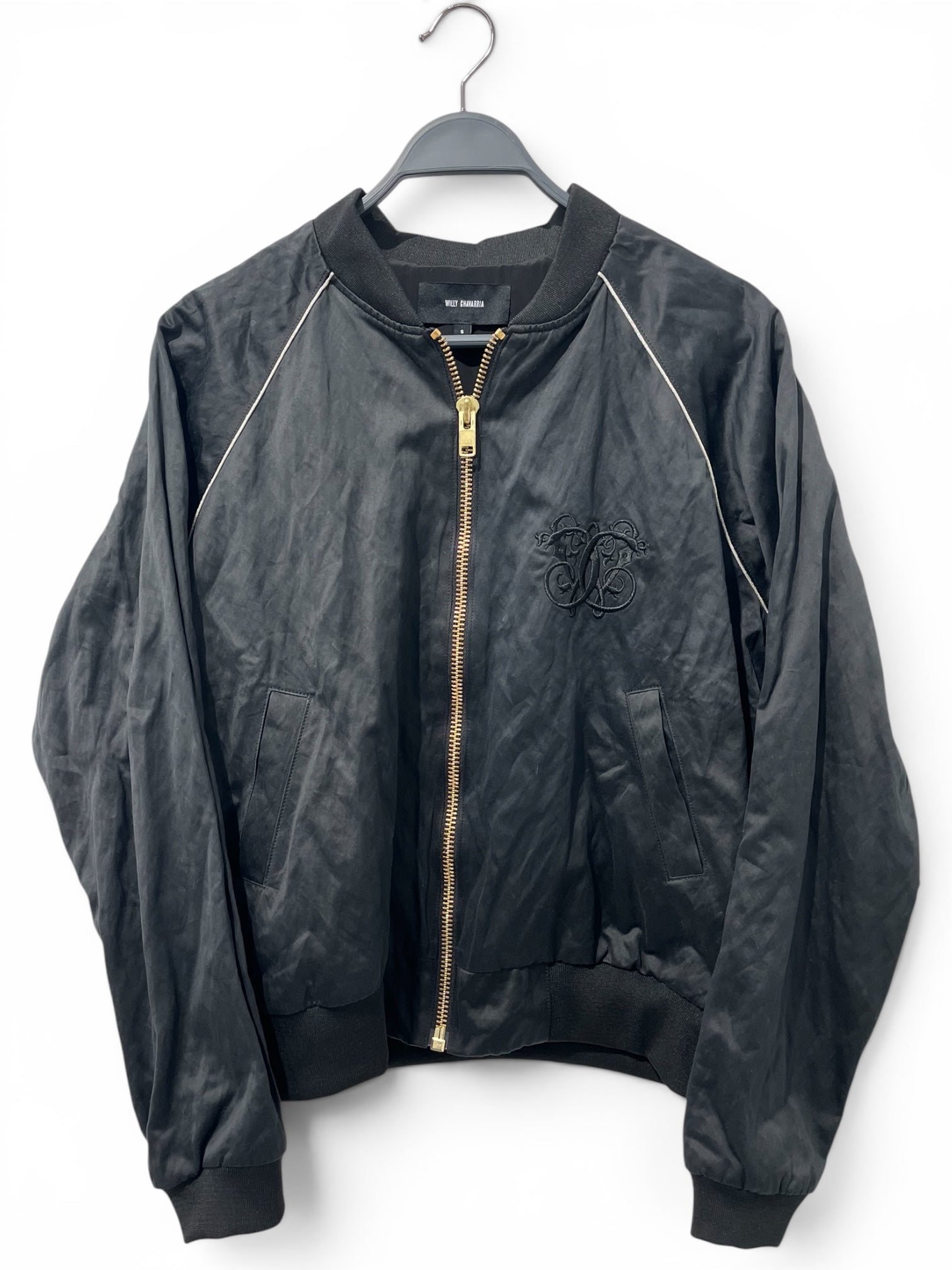 WILLY CHAVARRIA/Jacket/S/GRY/PIPING SCRIPT LOGO BOMBER view 1