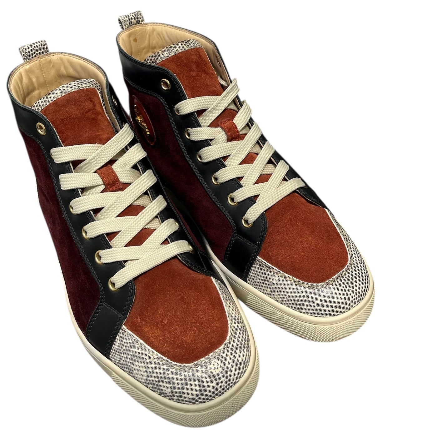 Christian Louboutin/Hi-Sneakers/EU 41.5/Suede/BRD/BRG, RUST, SNAKESKIN HI TOPS view 1
