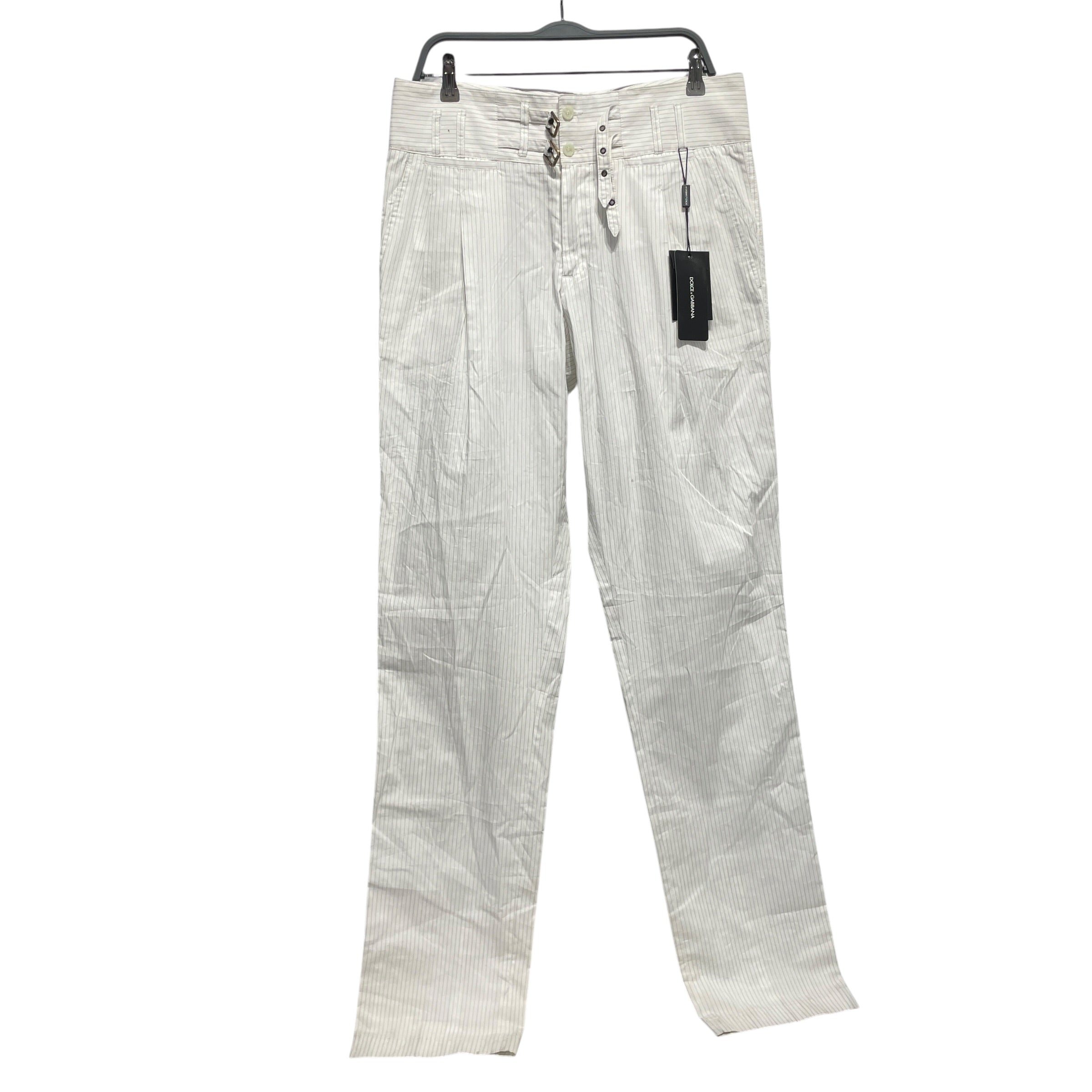 DOLCE&GABBANA/Straight Pants/Cotton/WHT/High-waisted/Stripe/ view 1