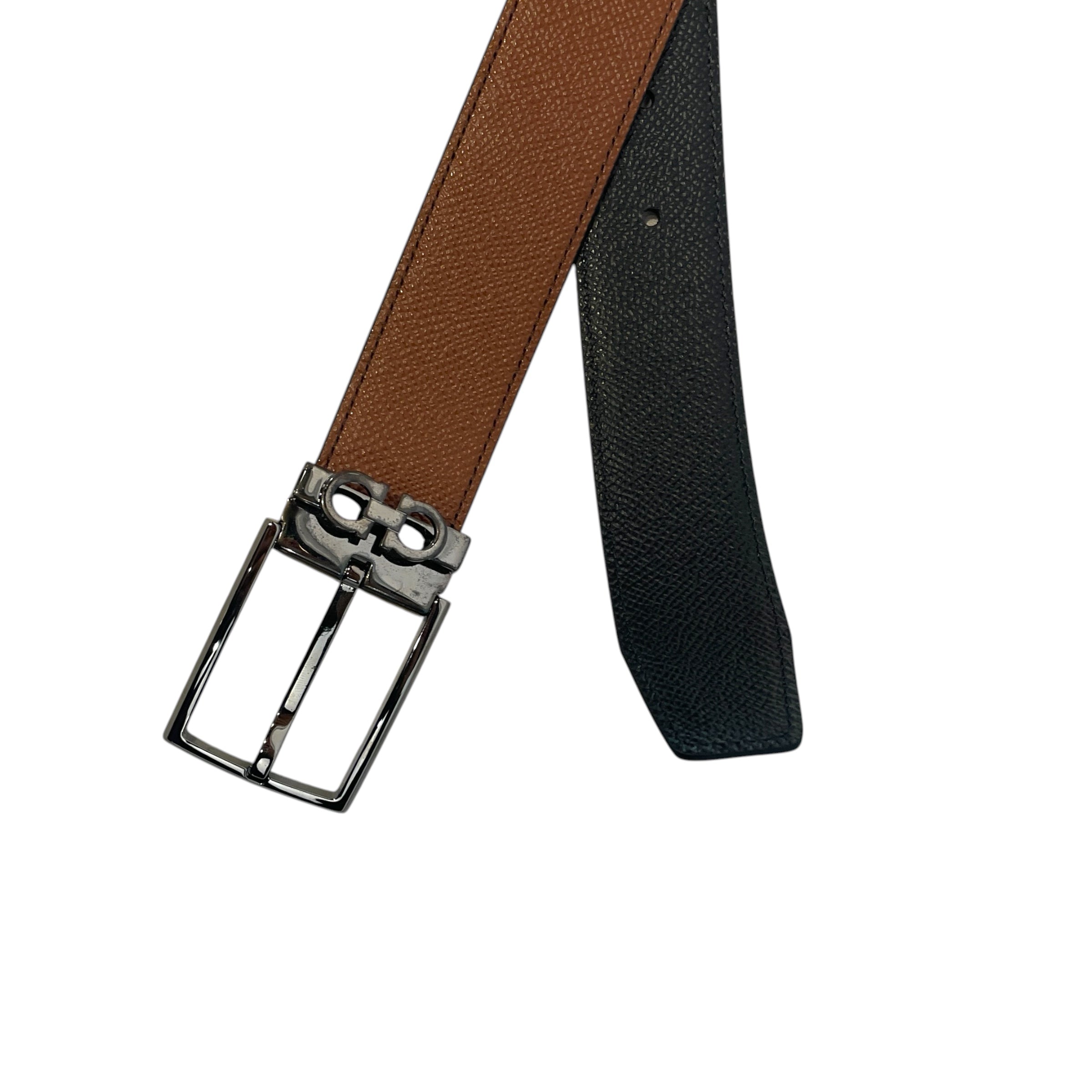 Salvatore Ferragamo/Belt/Leather/BRW/Textured with Gancini view 2