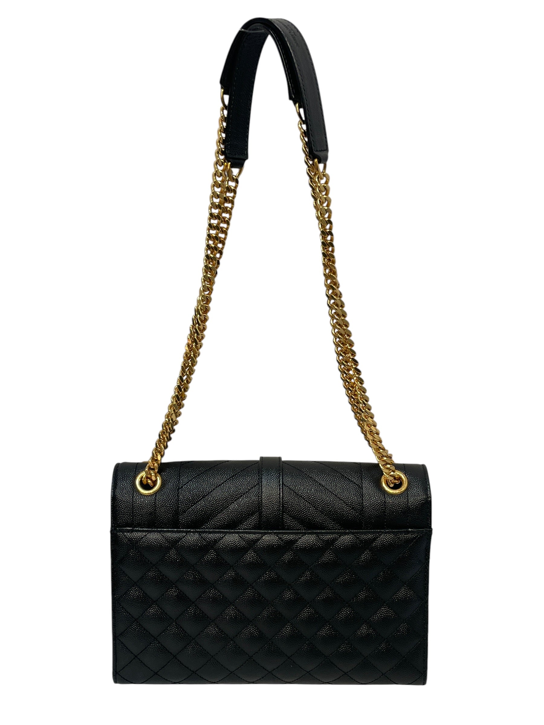 SAINT LAURENT/Hand Bag/Leather/BLK/MEDIUM QUILTED ENVELOPE BAG view 3