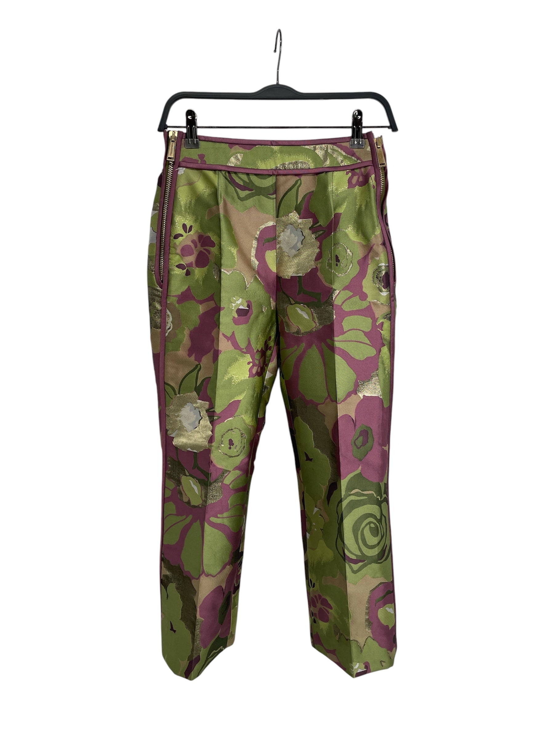 DSQUARED2/Bootcut Pants/40/Floral Pattern/Polyester/GRN/WOVEN FLORAL SIDE ZIP view 1