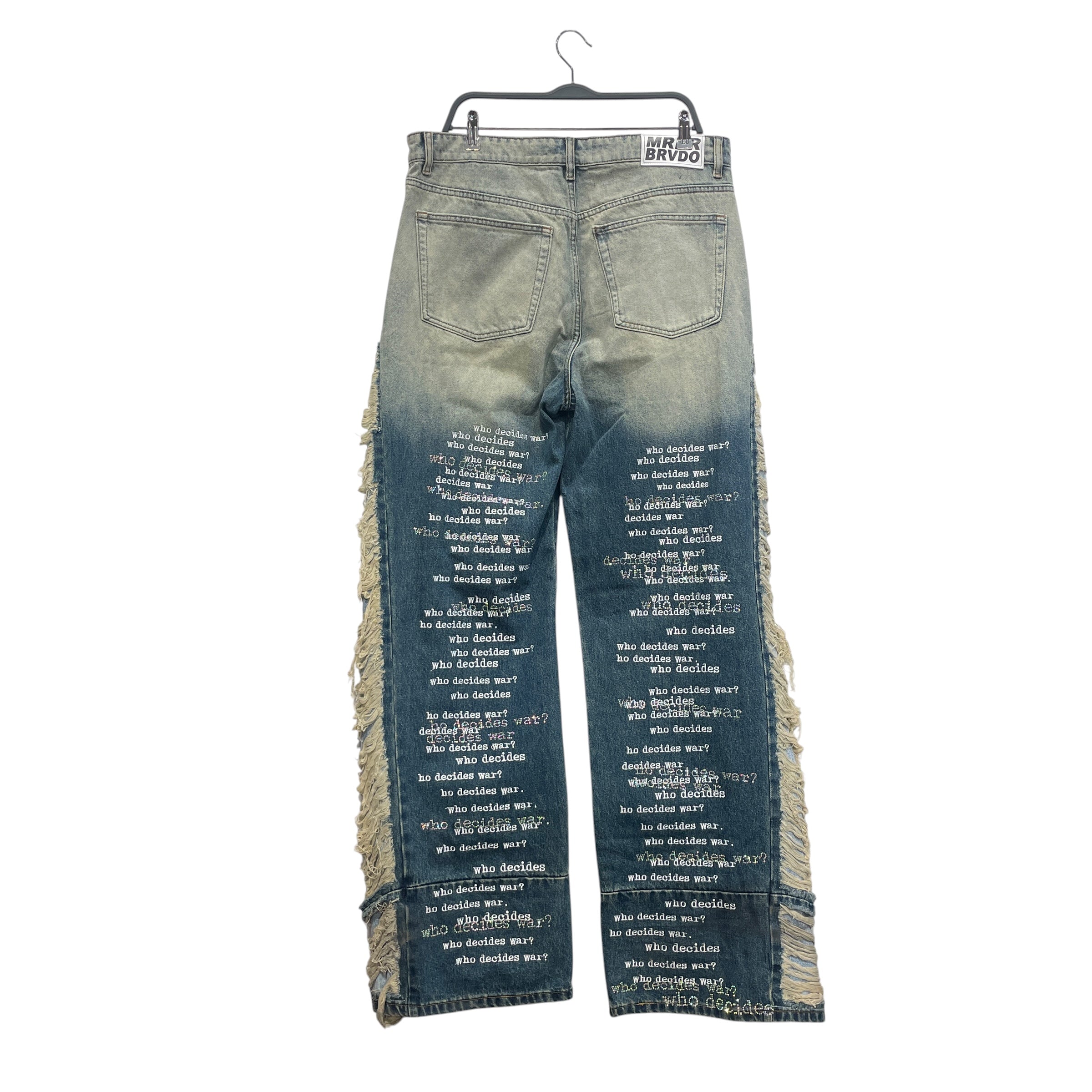 WHO DECIDES WAR/Straight Pants/36/Cotton/IDG/All Over Print/WHO DECIDE WAR BEDAZZLED view 2