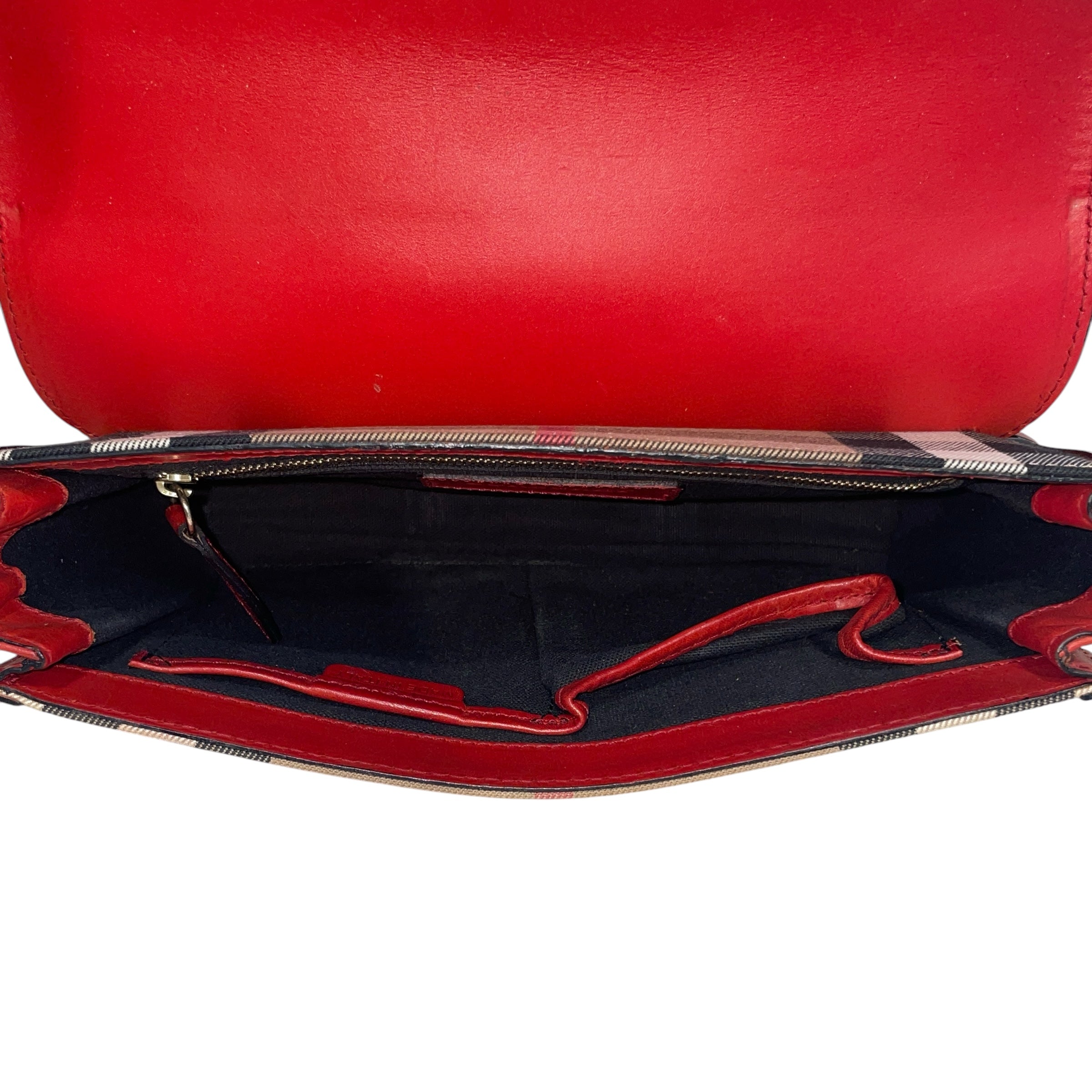 BURBERRY/Cross Body Bag/Leather/RED/Abbott House Check view 4
