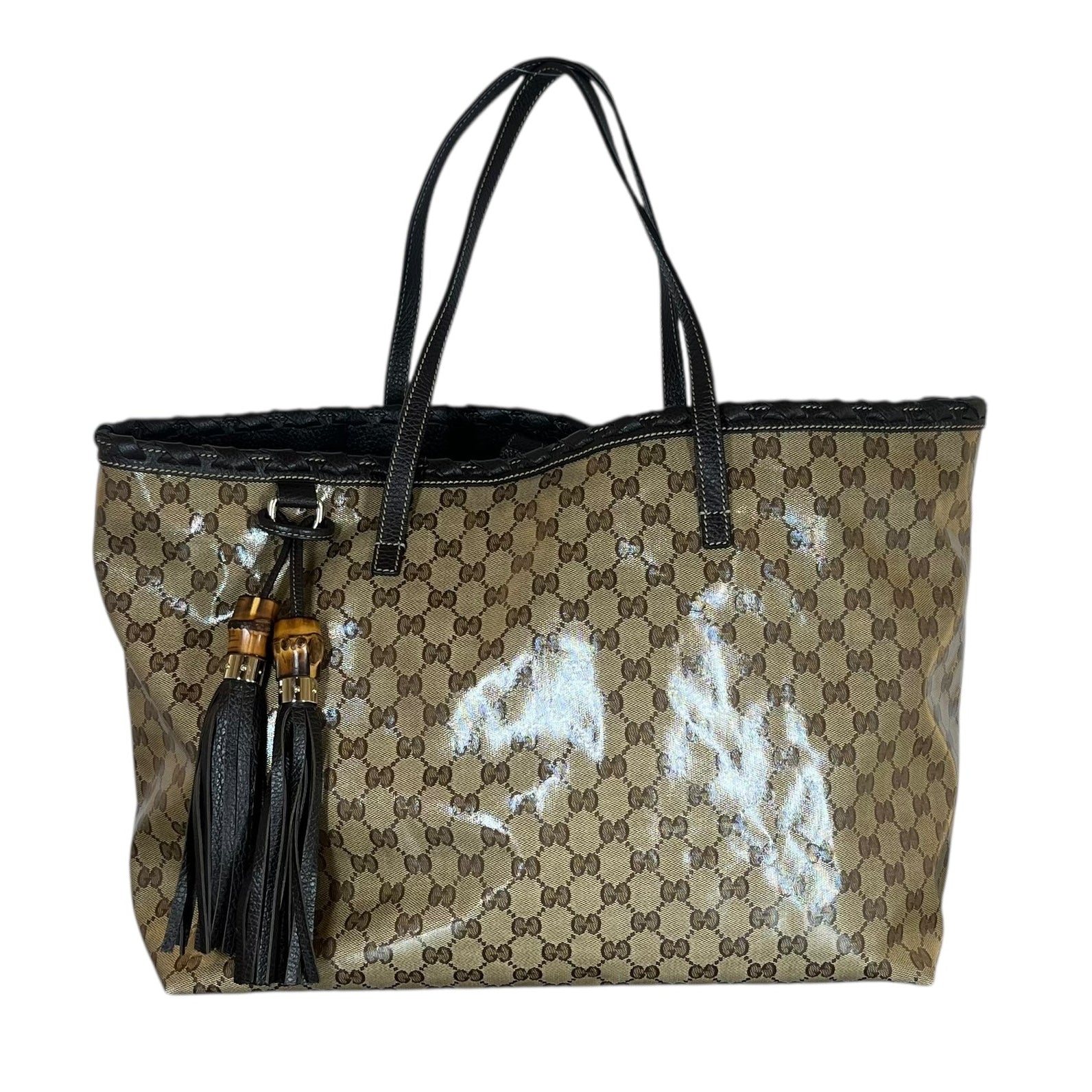 GUCCI/Tote Bag/Monogram/Leather/BRW/BAMBOO LEATHER TASSELS view 1