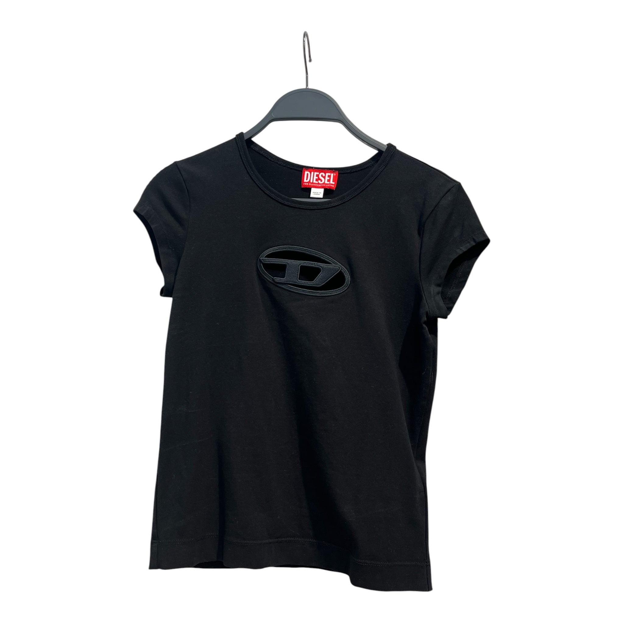 DIESEL/T-Shirt/S/Cotton/BLK/D LOGO CENTER WHOLE view 1