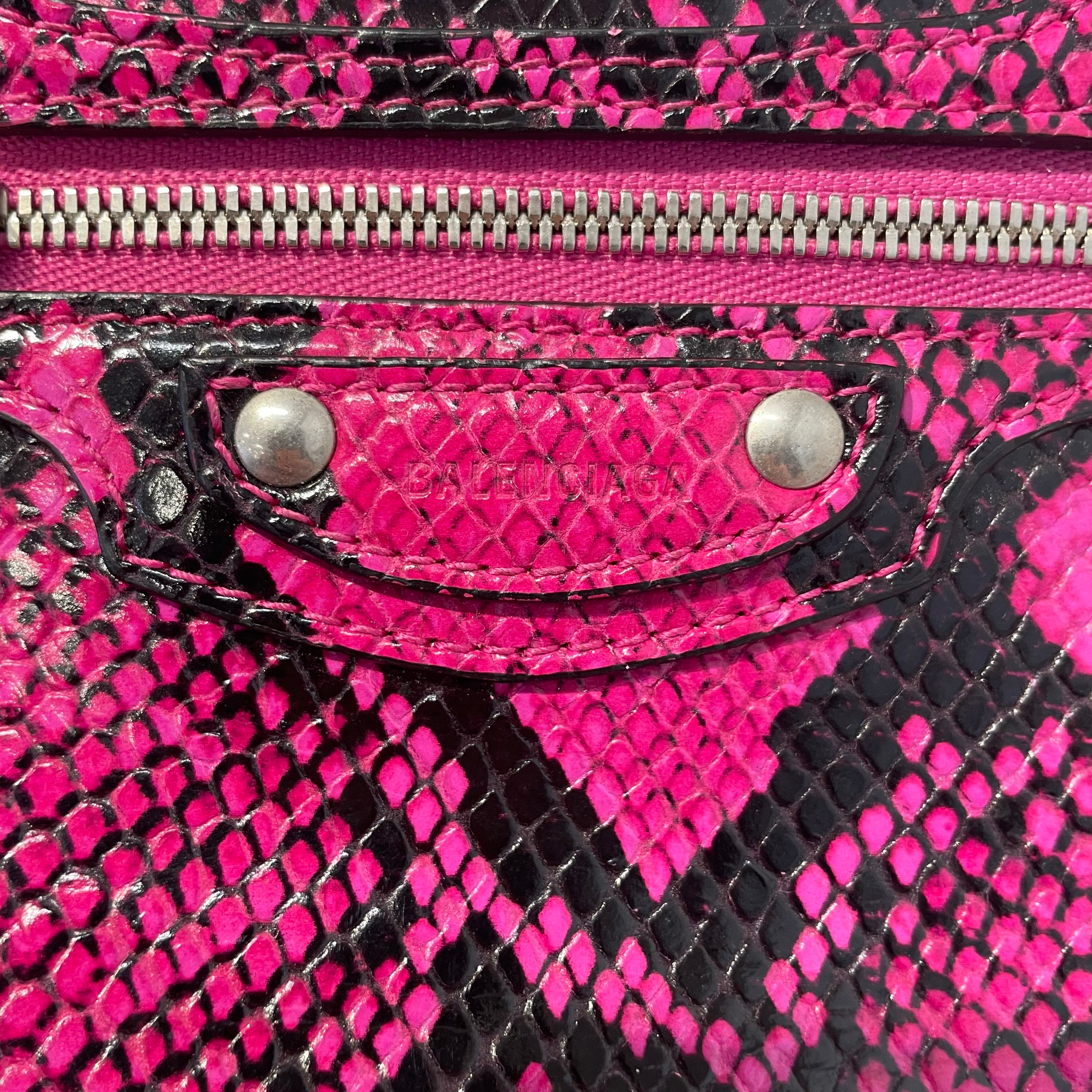 BALENCIAGA/Cross Body Bag/Animal Pattern/Leather/PNK/Black+Pink Snakeskin view 5