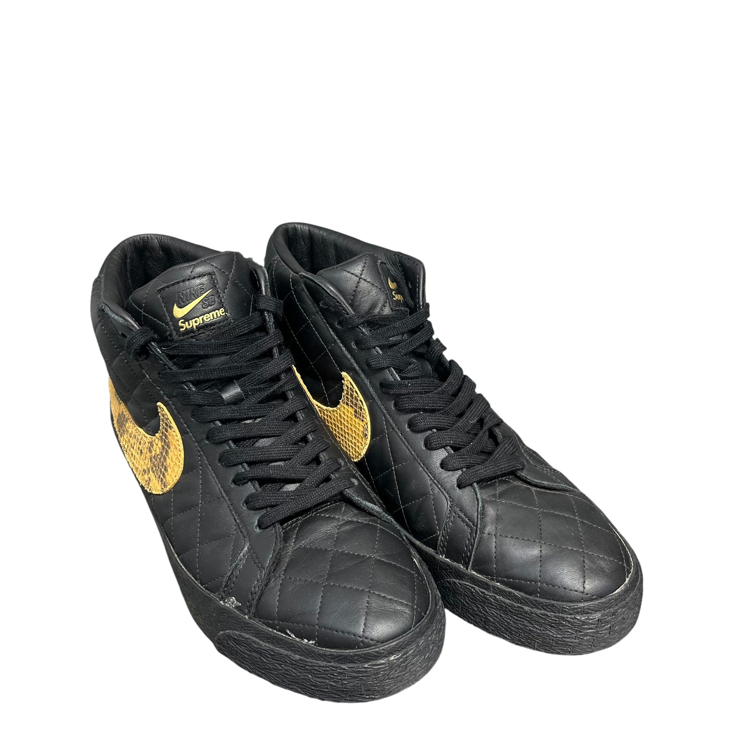 Supreme/NIKE/Hi-Sneakers/US 9.5/Leather/BLK/blazer snake skin swoosh view 1