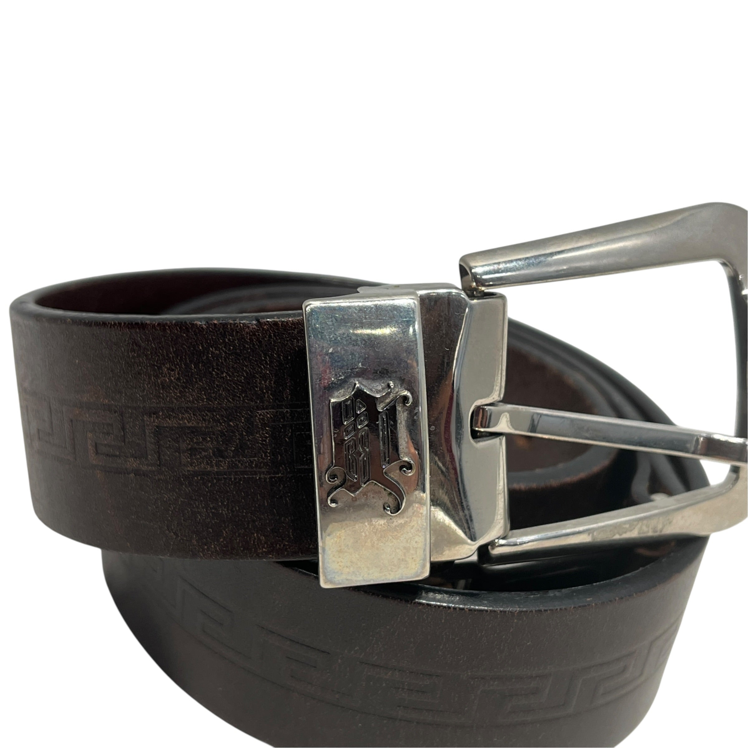 GIANNI VERSACE/Belt/Leather/BRW/M's/80/32 medusa square logo view 5