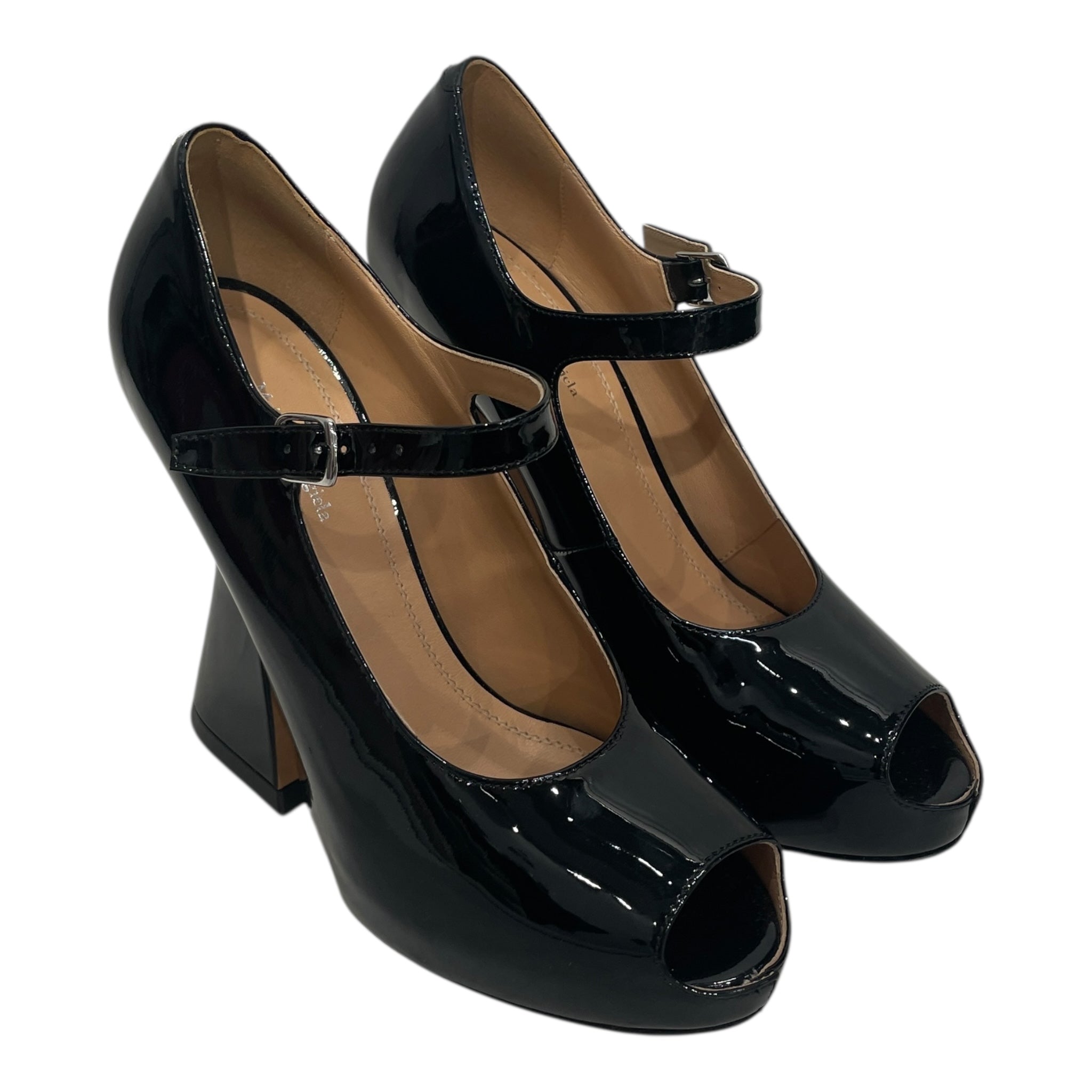 Maison Margiela/Heels/EU 40/Leather/BLK/PATENT LEATHER TRIANGLE HEEL view 1