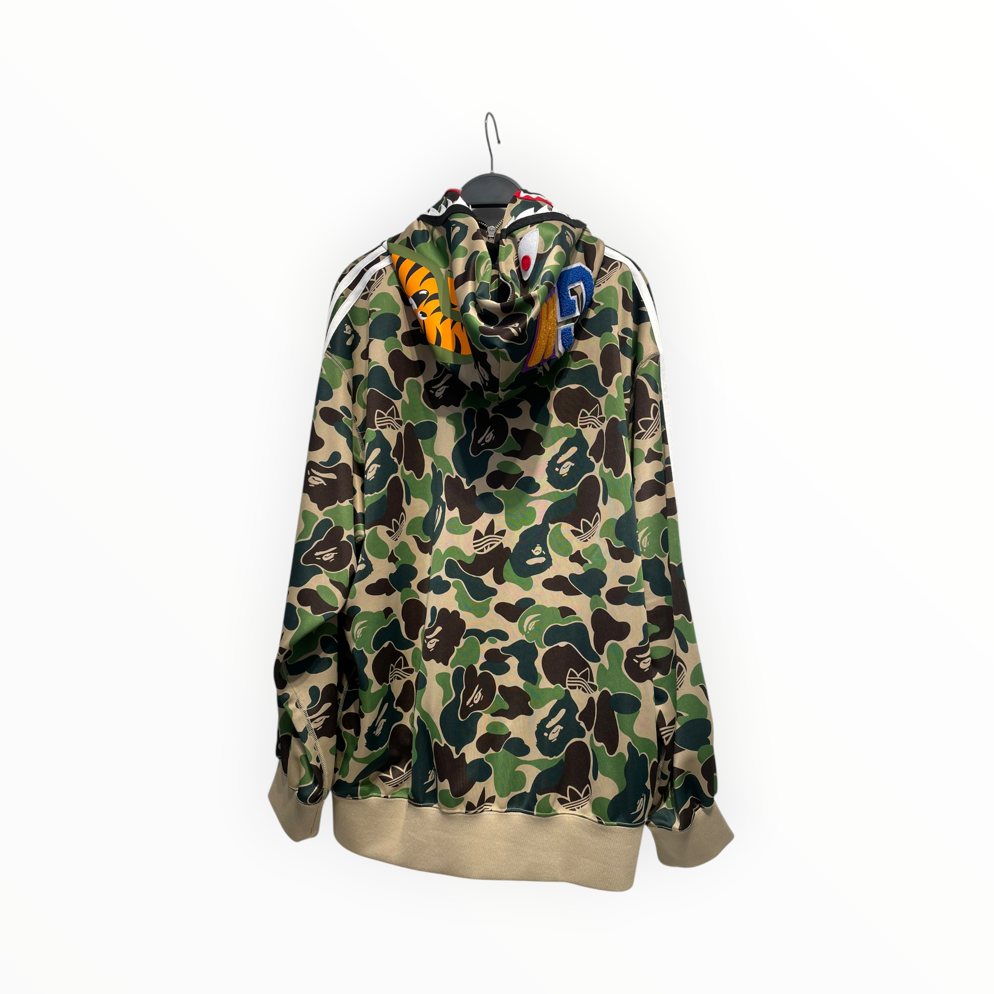 adidas/A BATHING APE/Zip Up Hoodie/L/Camouflage/Polyester/GRN/SHARK ZIP UP view 2