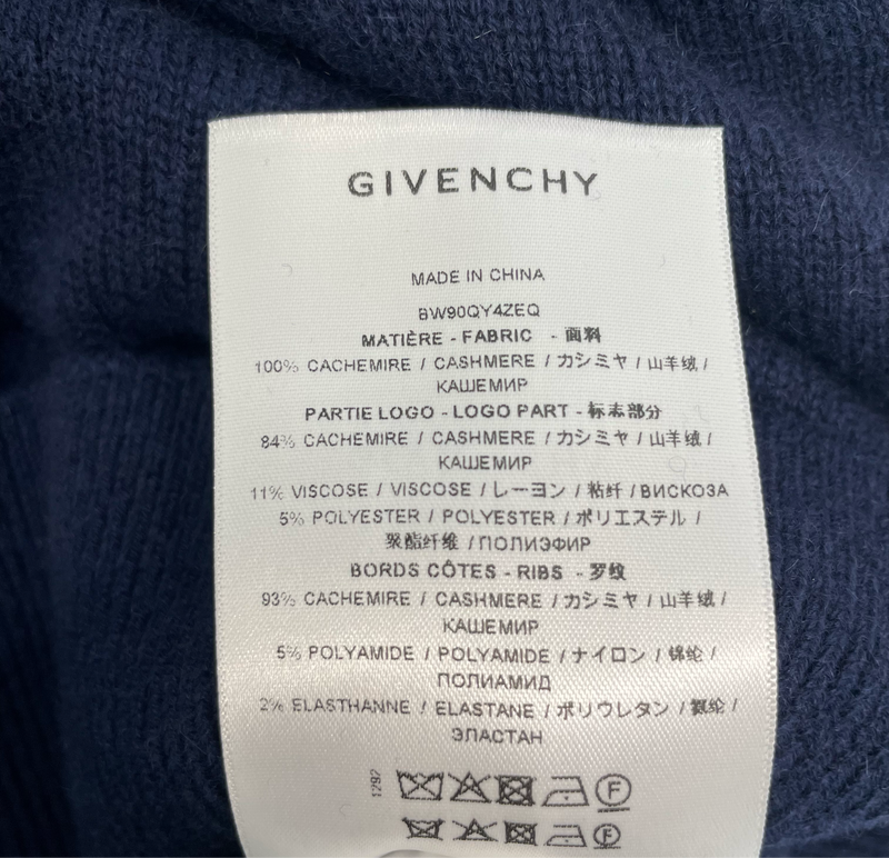 GIVENCHY/Sweater/S/Monogram/Cashmere/NVY/Pullover/EMBLEM LOW SHOULDER SWEATER