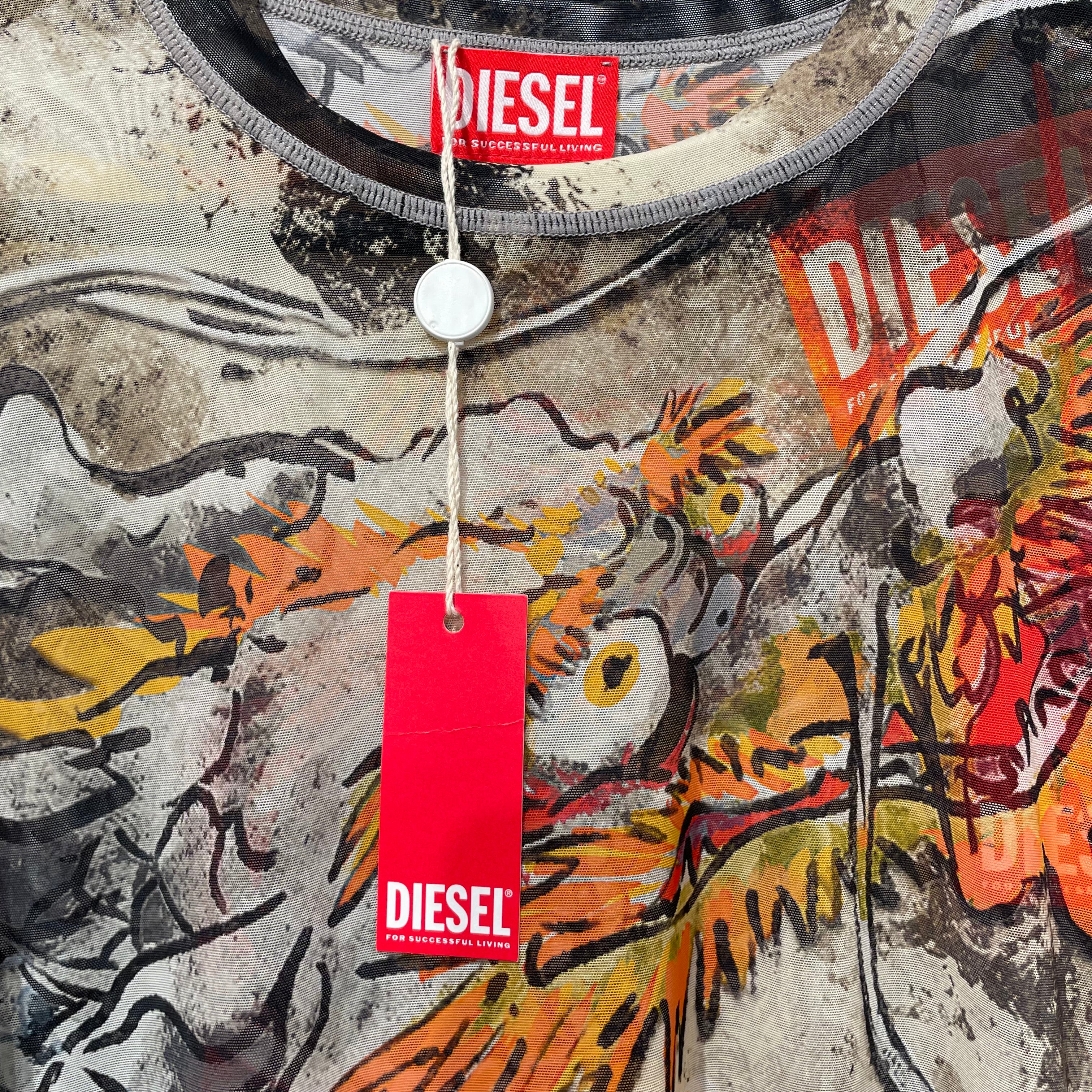 DIESEL/LS T-Shirt/L/MLT/Graphic/ MESH TOP DRAGON PRINT view 3