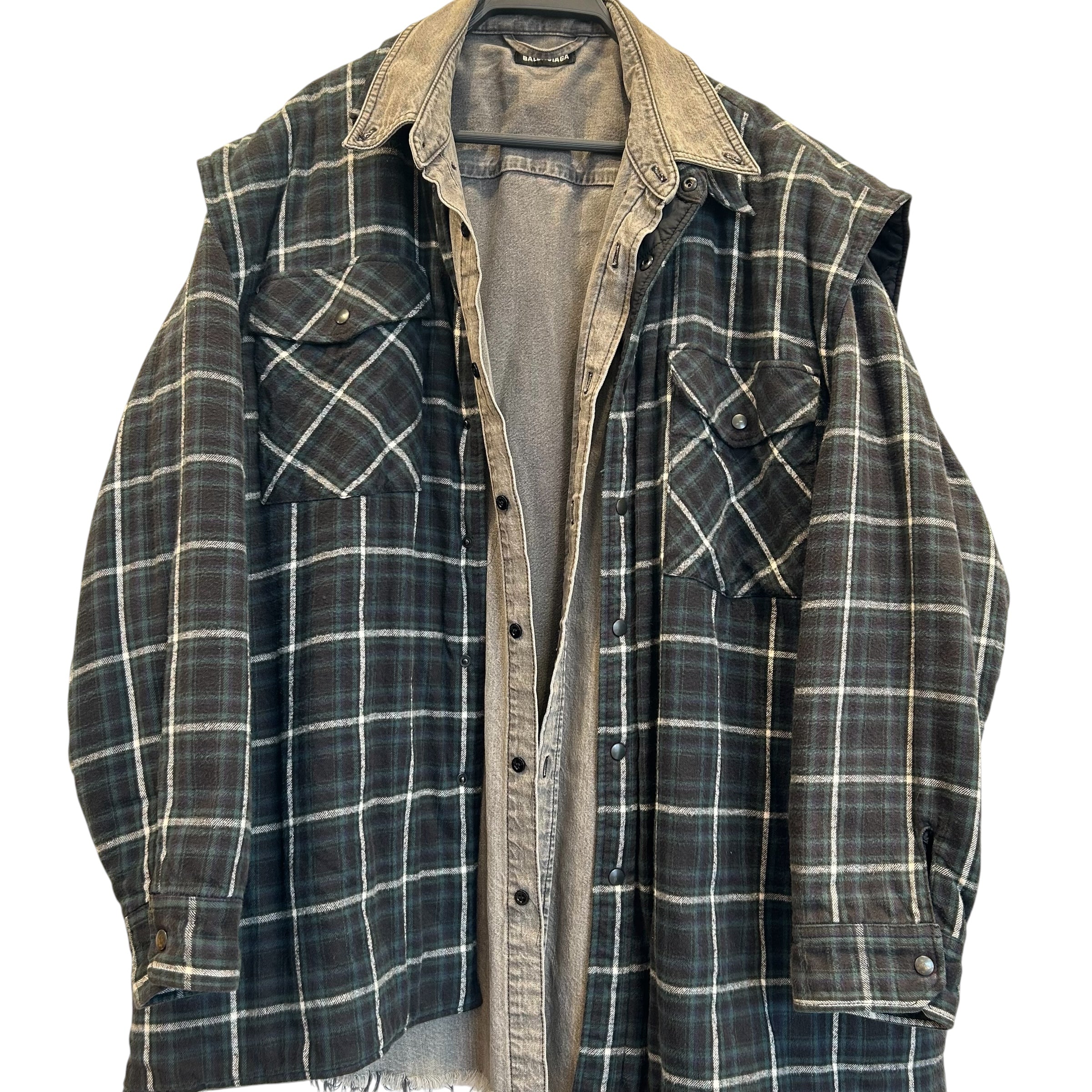 BALENCIAGA/Jacket/38/Cotton/GRN/Plaid/ view 1