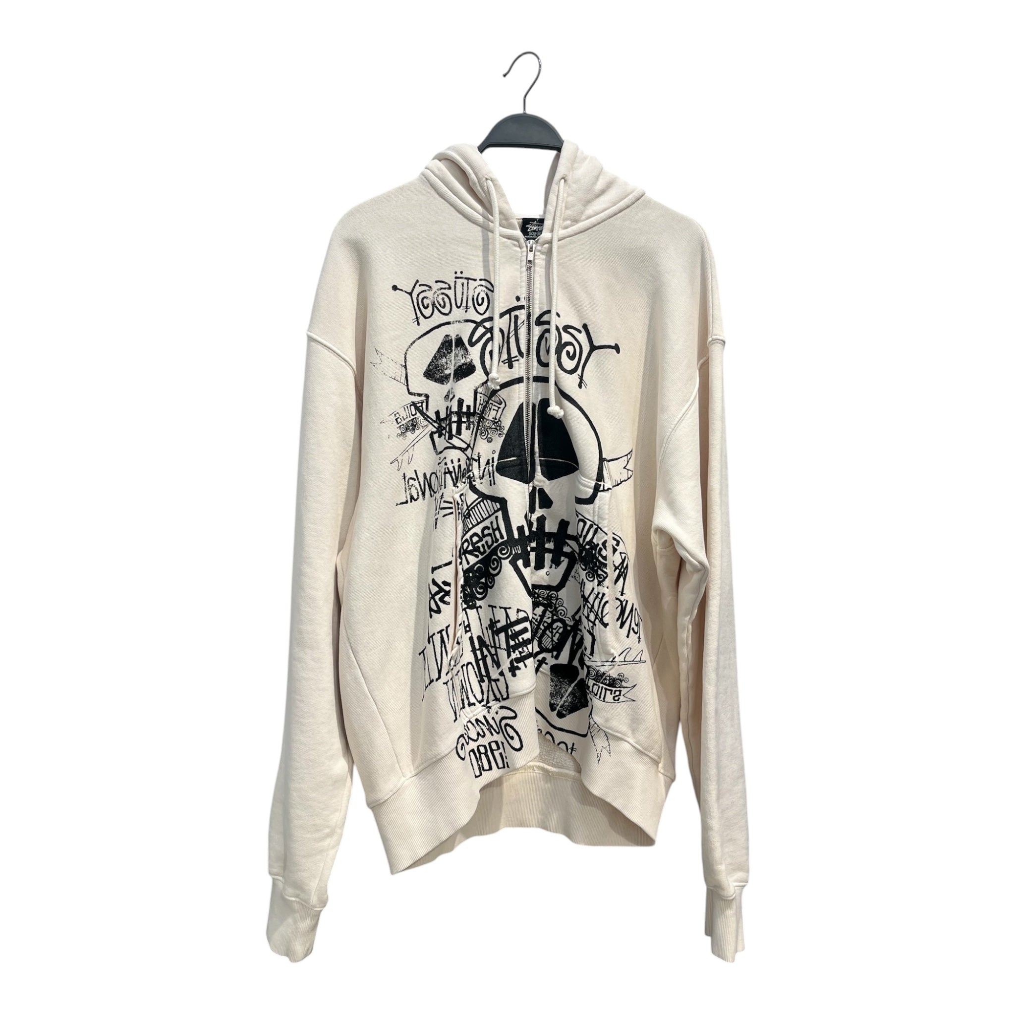 STUSSY/Zip Up Hoodie/XL/All Over Print/Cotton/WHT/SKULLS PRINTED HOODIE view 1