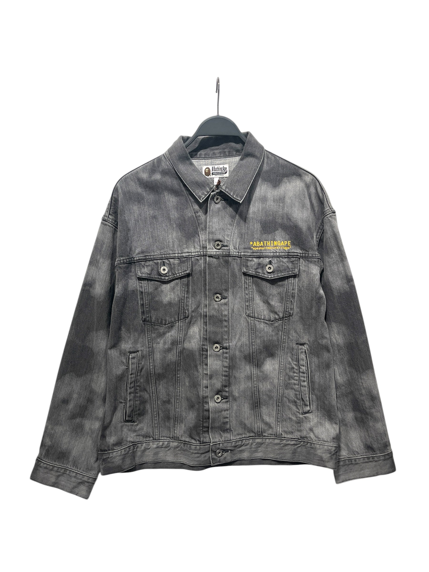 A BATHING APE/Denim Jkt/L/Cotton/GRY/Single Breasted/BLEACH DENIM JKT view 1