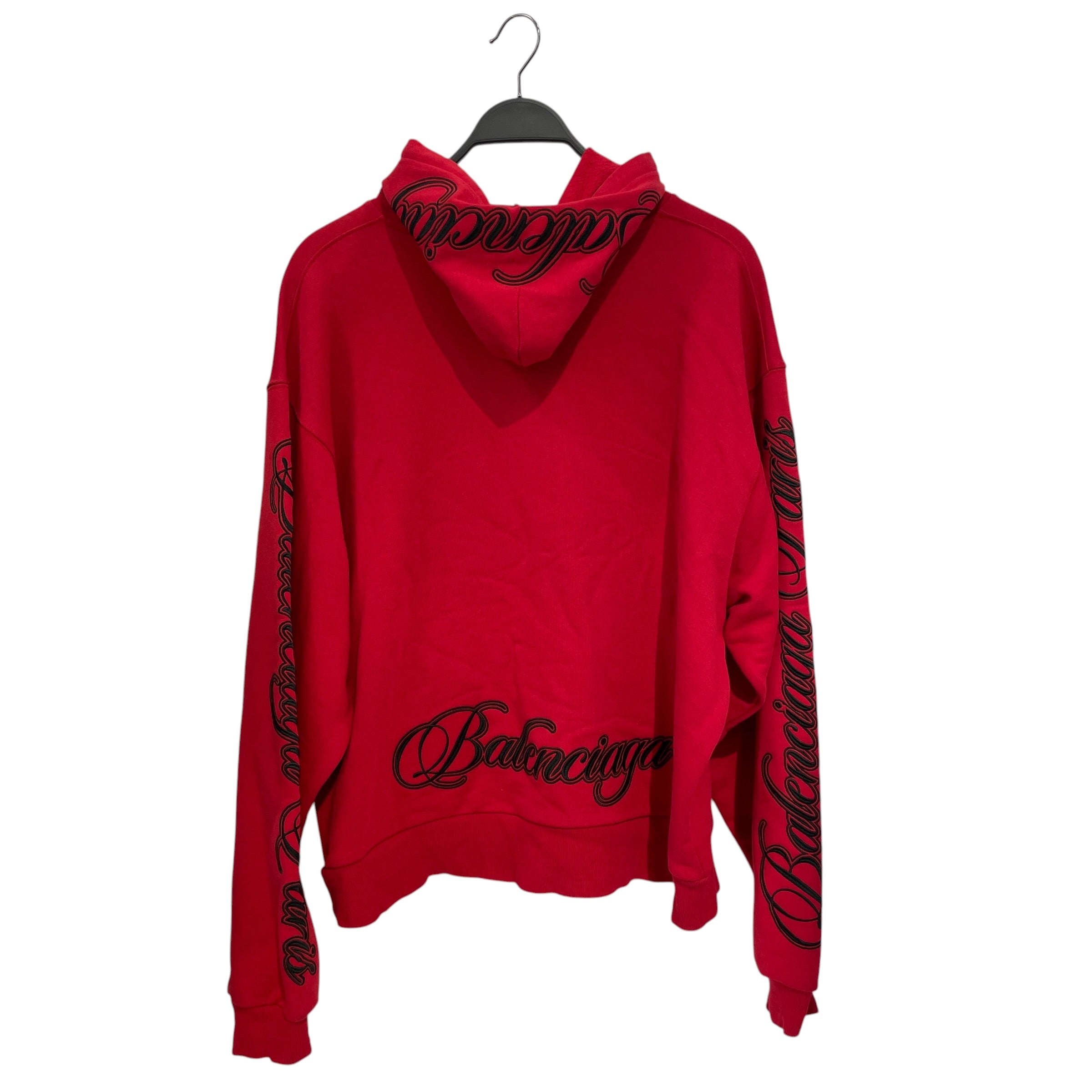 BALENCIAGA/Hoodie/M/Cotton/RED/Oversize/CURSIVE SLEEVES view 2