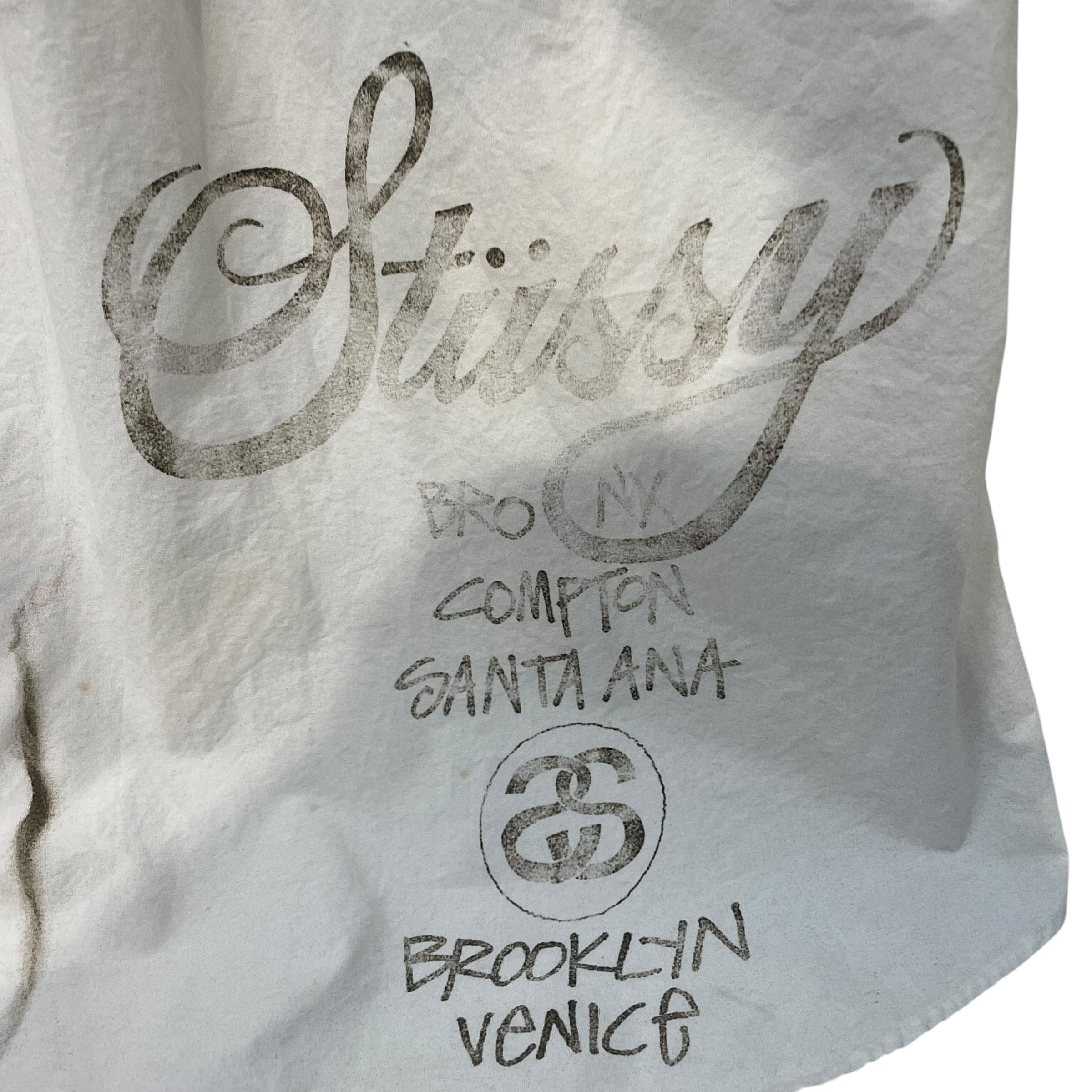 STUSSY/LS Shirt/L/Cotton/WHT/Open Coller/Graphic/World Tour view 3