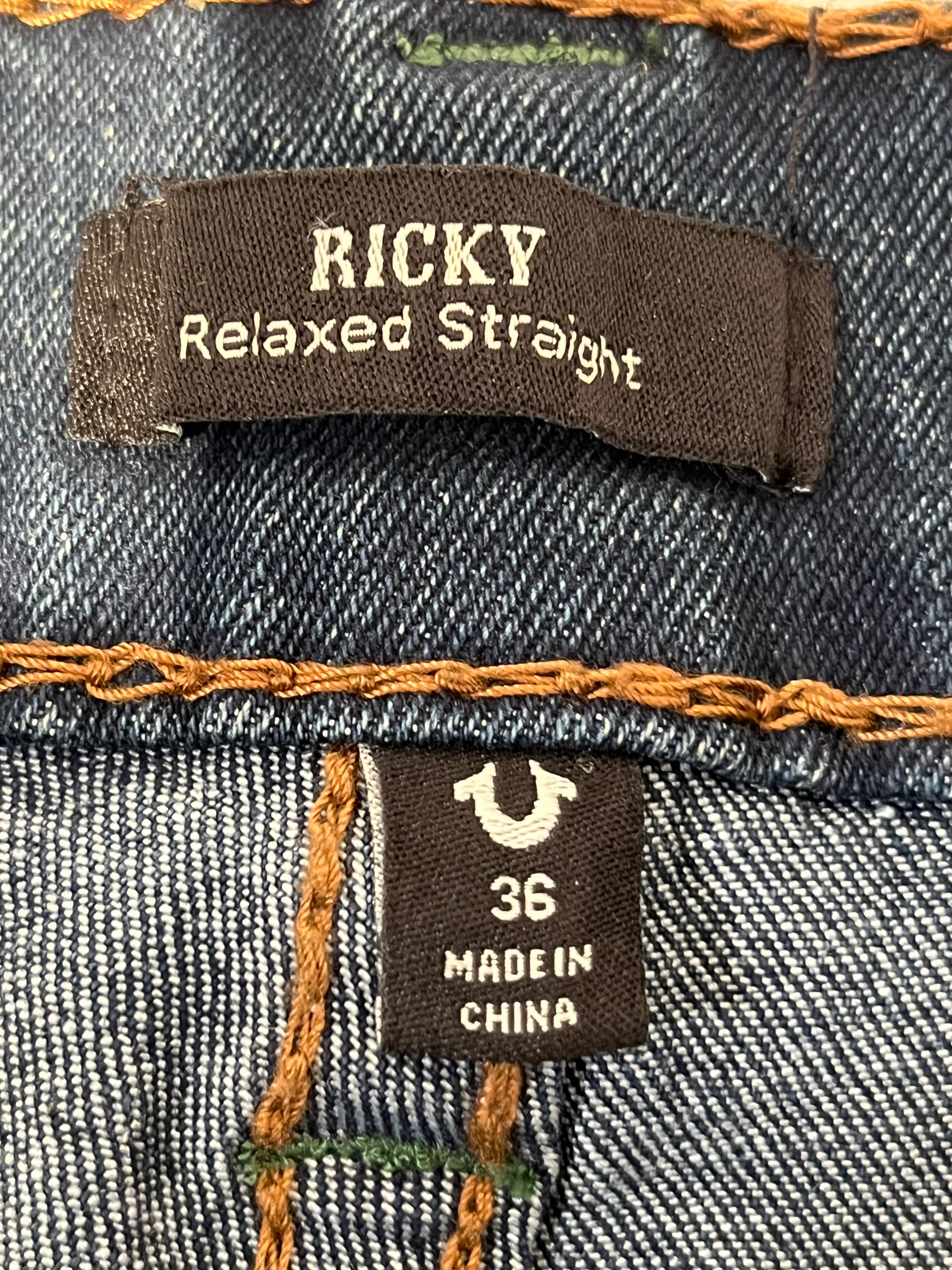 TRUE RELIGION/Straight Pants/36/Denim/BLU/112790 green stitching w/ wash view 3