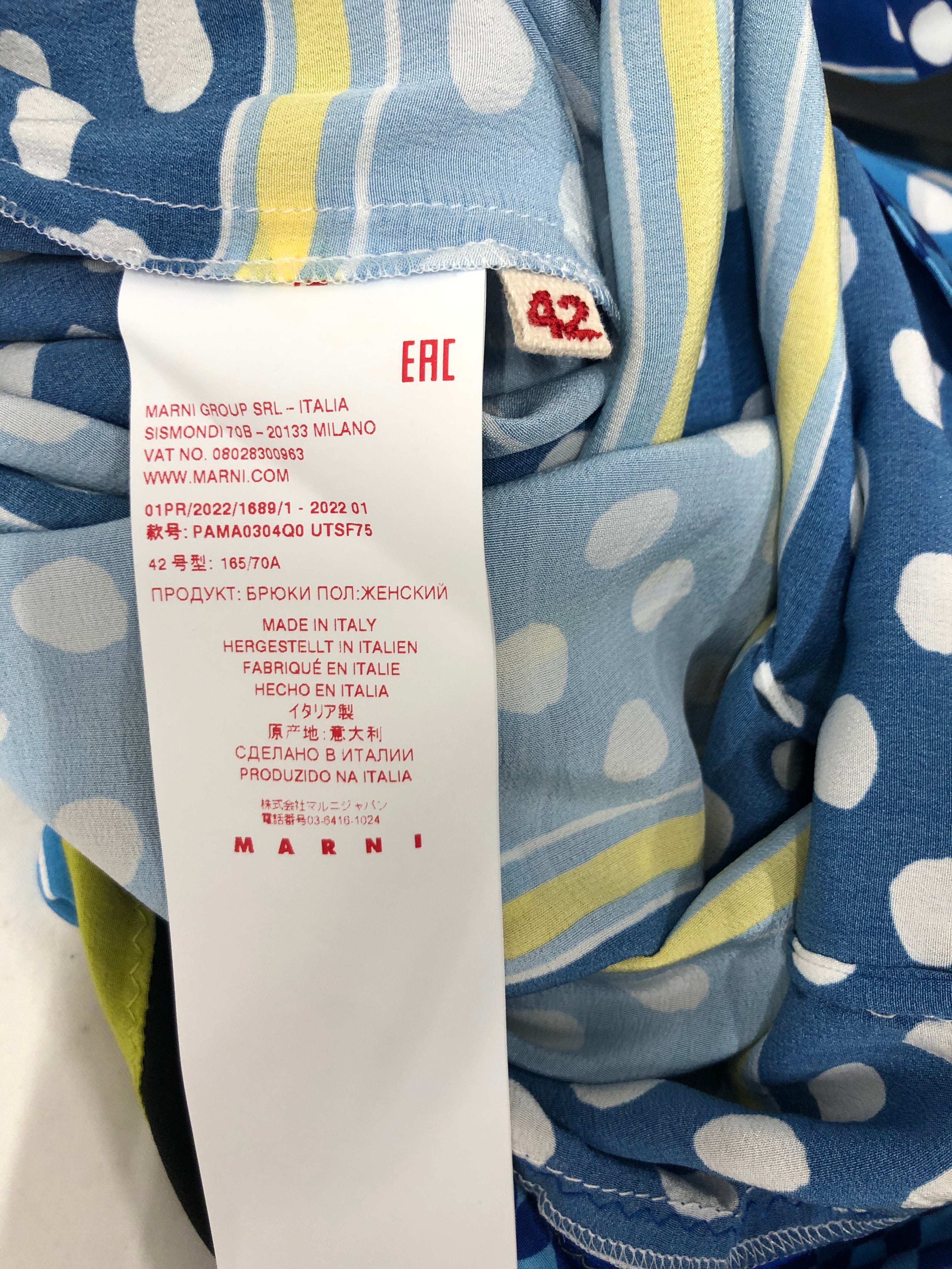MARNI/Straight Pants/42/Polka dot/Silk/BLU/ view 4