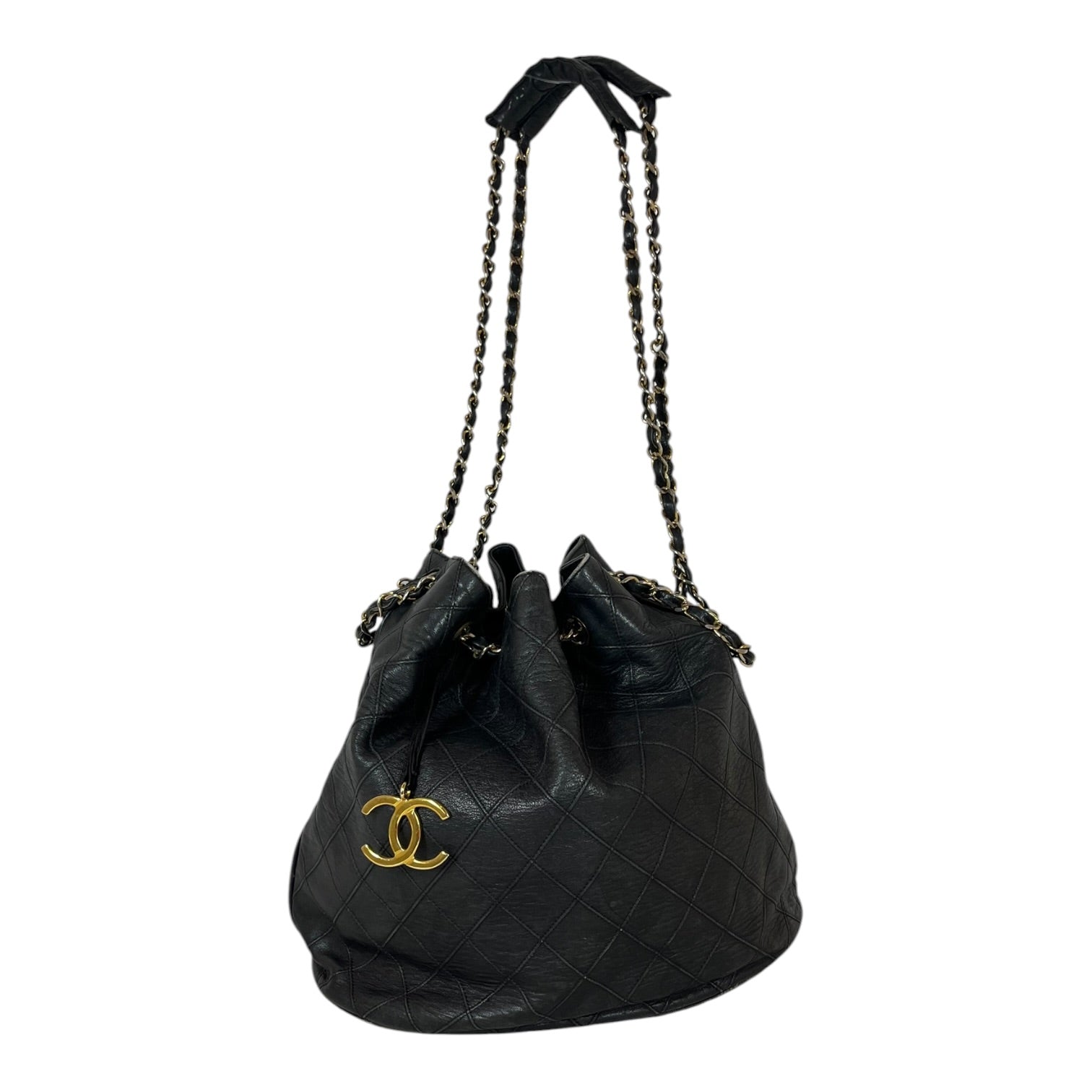 CHANEL/Cross Body Bag/Leather/BLK/MINI CAVIAR BUCKET BAG view 2