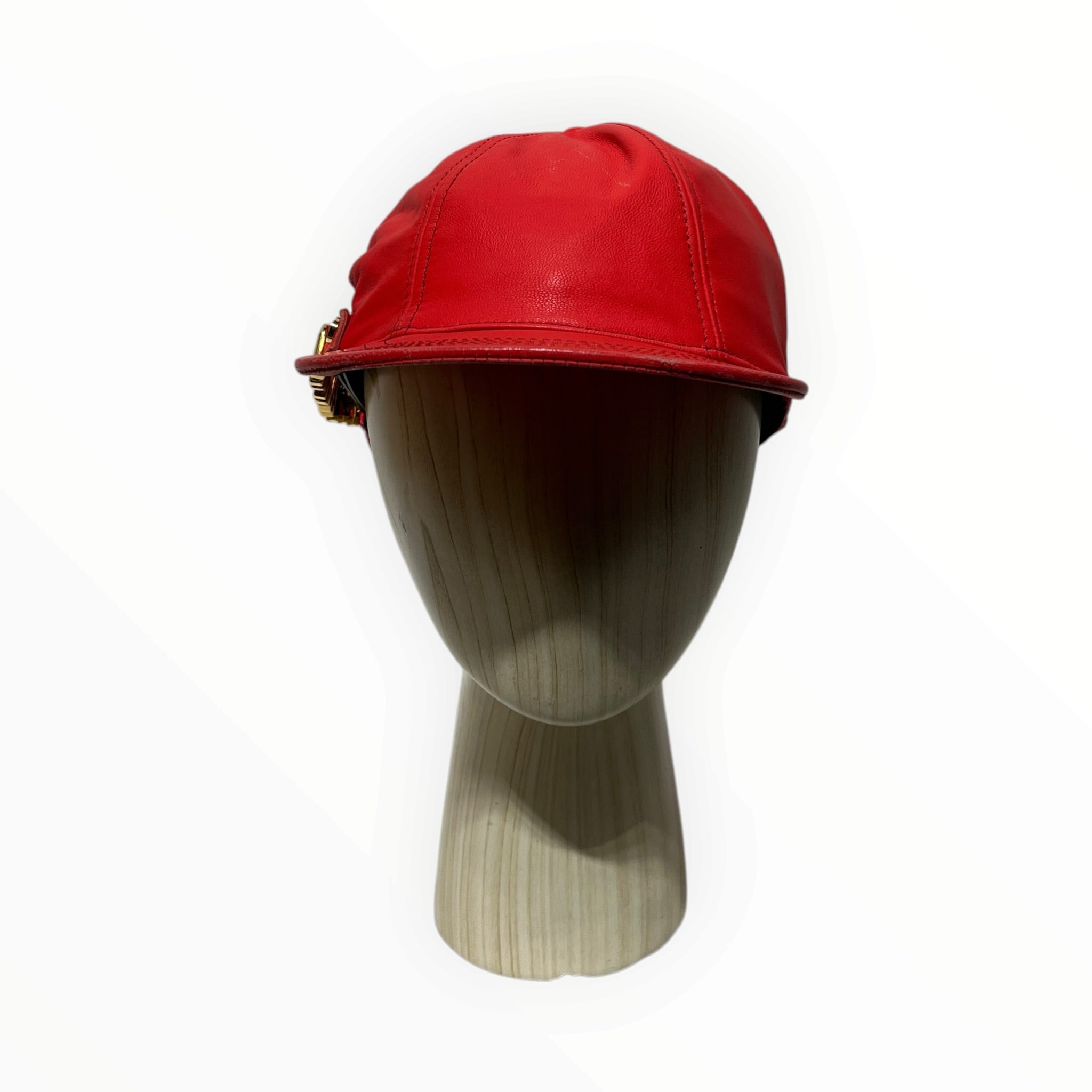 MOSCHINO/Trucker Cap/Leather/RED/Moschino Double Brim Hat view 1